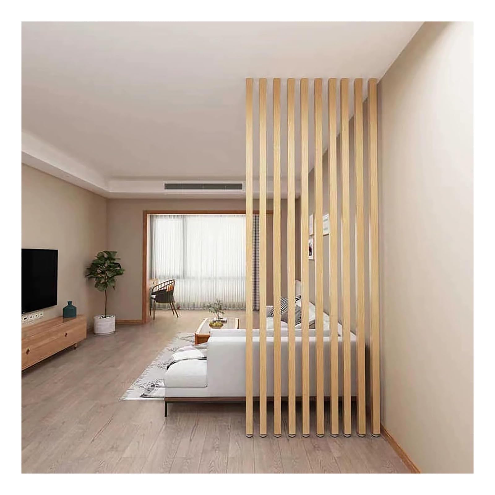 Separador de Ambientes ，Partición de Pared Separador de ambientes De Suelo a Techo Lamas ， Poste Separador Sala de Estar Sencillo， Moderno Entrada Restaurante Oficina(4 Root,100cm/39.3in/3.28ft)
