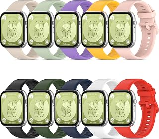 10 Armbänder Kompatibel mit Huawei Watch Fit 3/4/5, Sportarmband, Silikonarmband Ersatzarmbänder für Huawei Watch Fit 5/4 / 3, Männer/Frauen