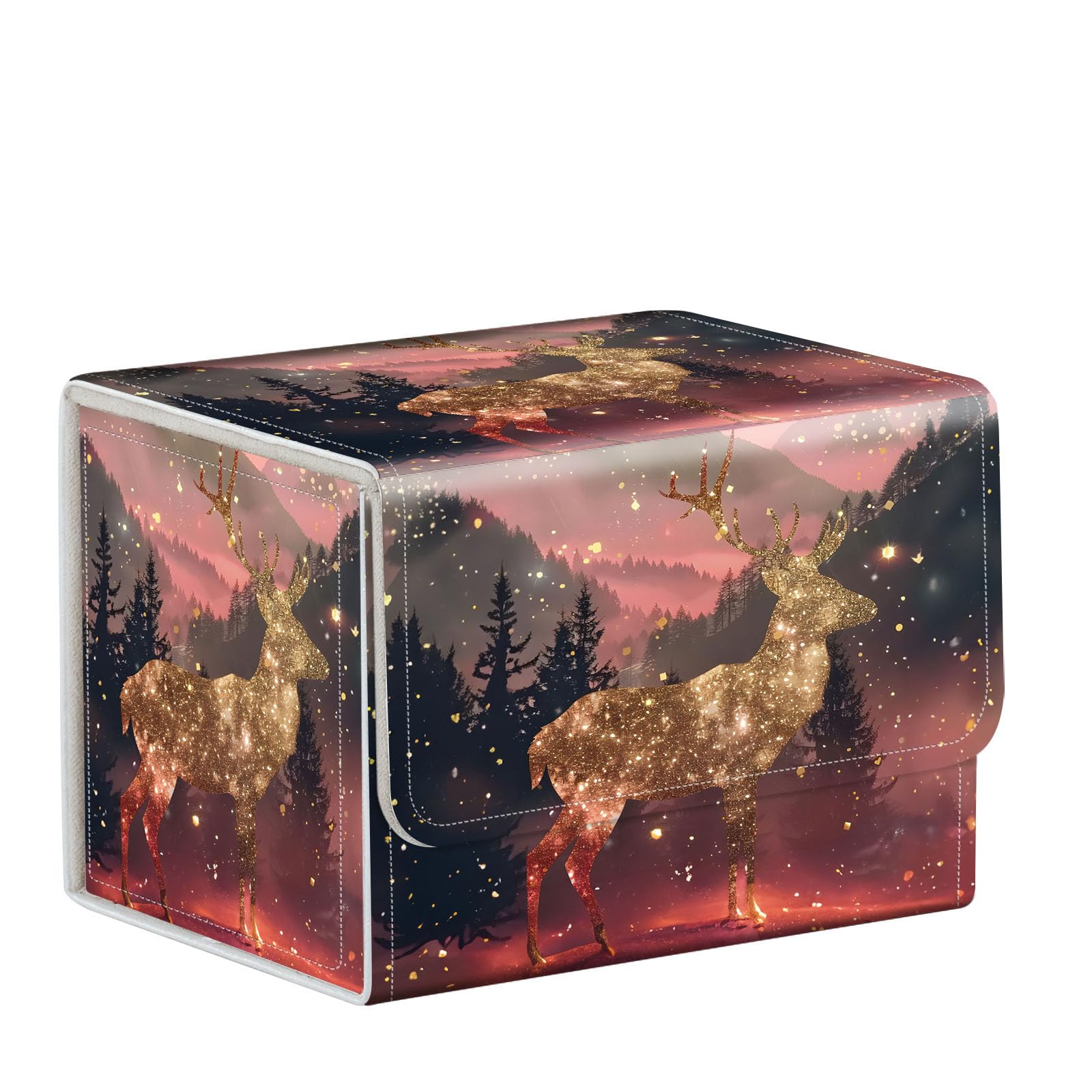 ETLKJVBL MTG Card Storage Solution - MTG Card Box for Commander Decks, High-Capacity Anime Card Sleeves, The Best Choice for Sending Game Mates, Pretty Pattern Design for Deck Box(Magic Deer)