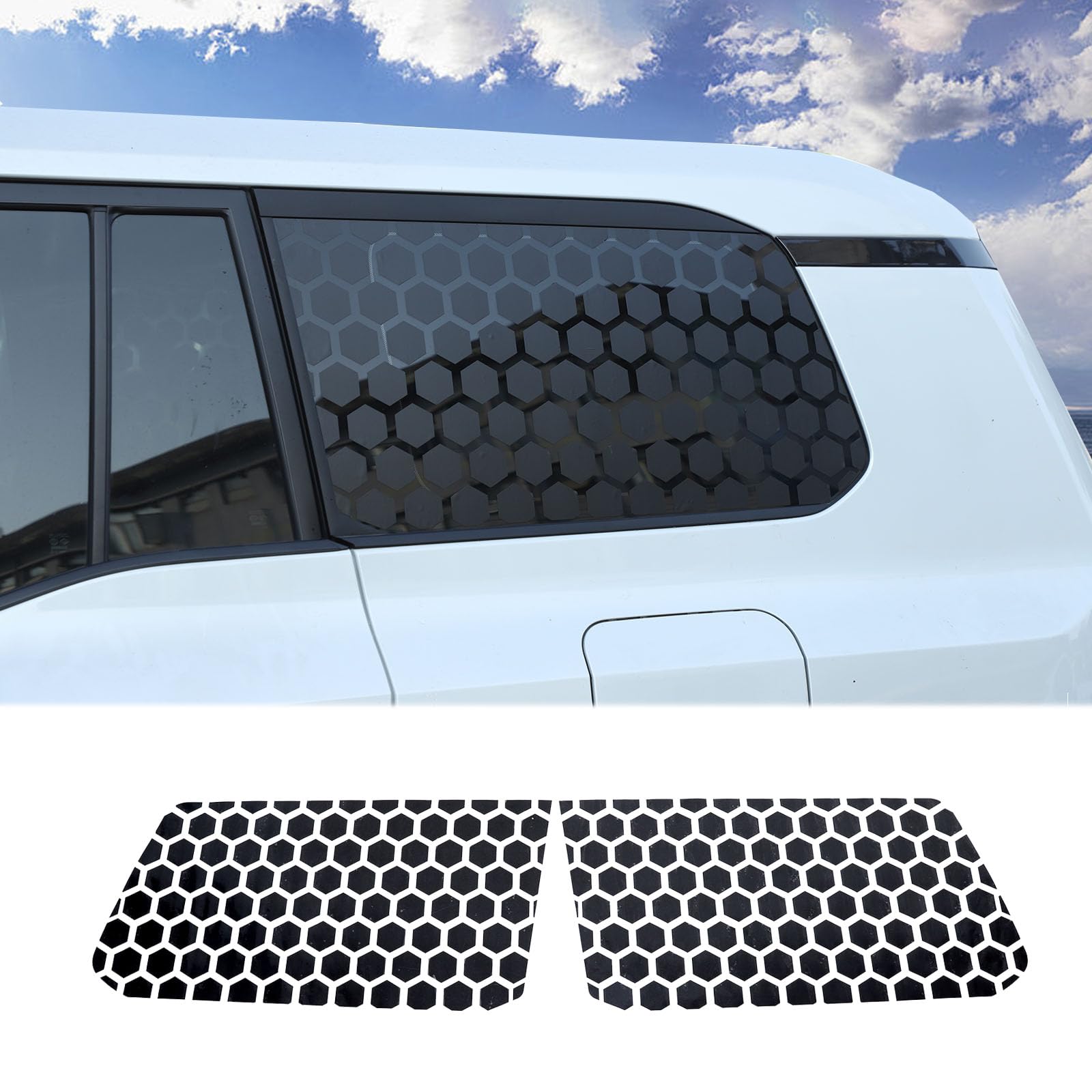 Rear Window Honeycomb Decal Sticker Compatible with Toyota Land Cruiser Prado 250 J250 LC250 2024 2025,Back Side Window Honeycomb Vinyl Sticker Decor Exterior Accessories