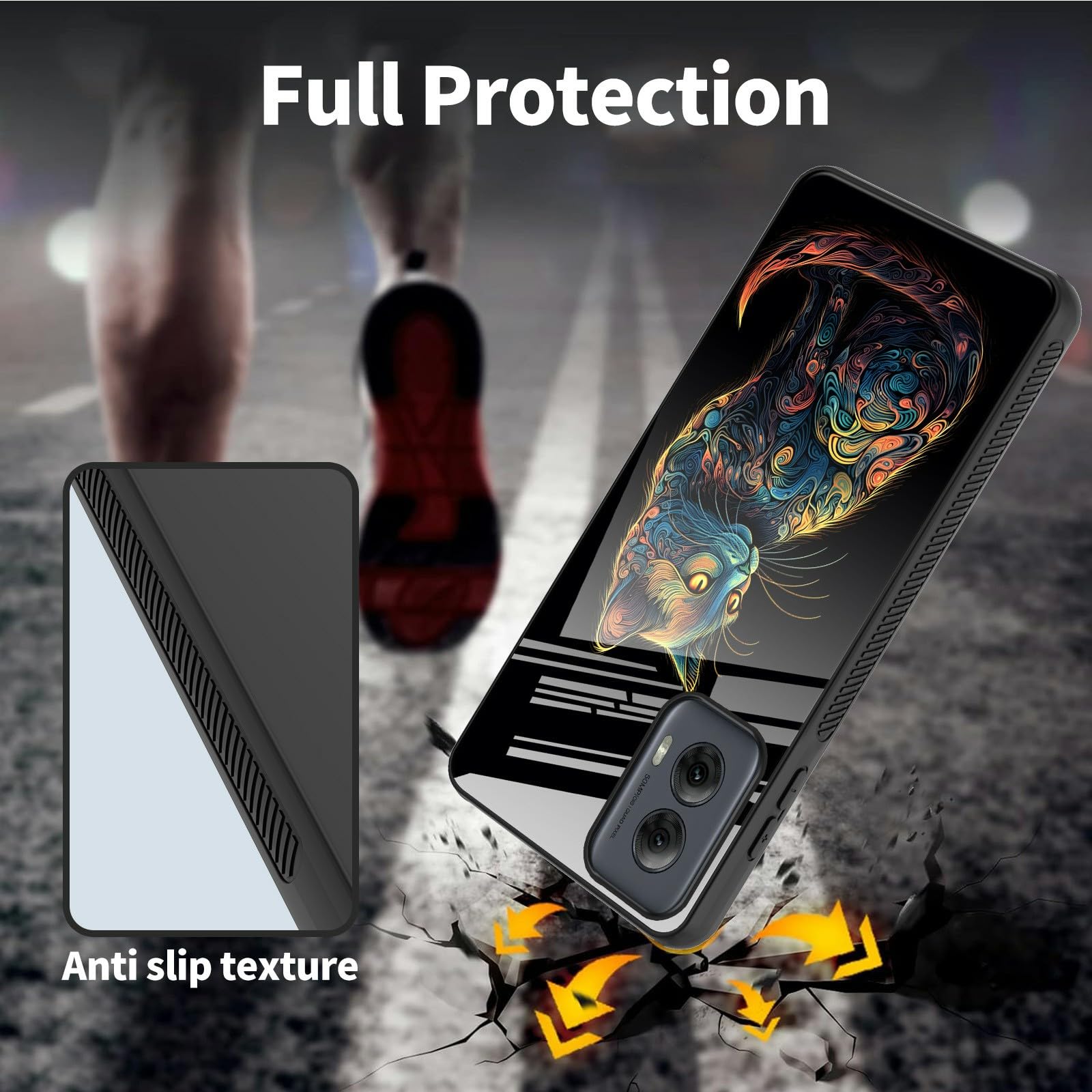 Funda para Motorola Moto G Play 5G 2024 con protector de pantalla, cubierta trasera delgada de vidrio templado para mujer, funda protectora de TPU suave a prueba de golpes para Moto G Play 5G