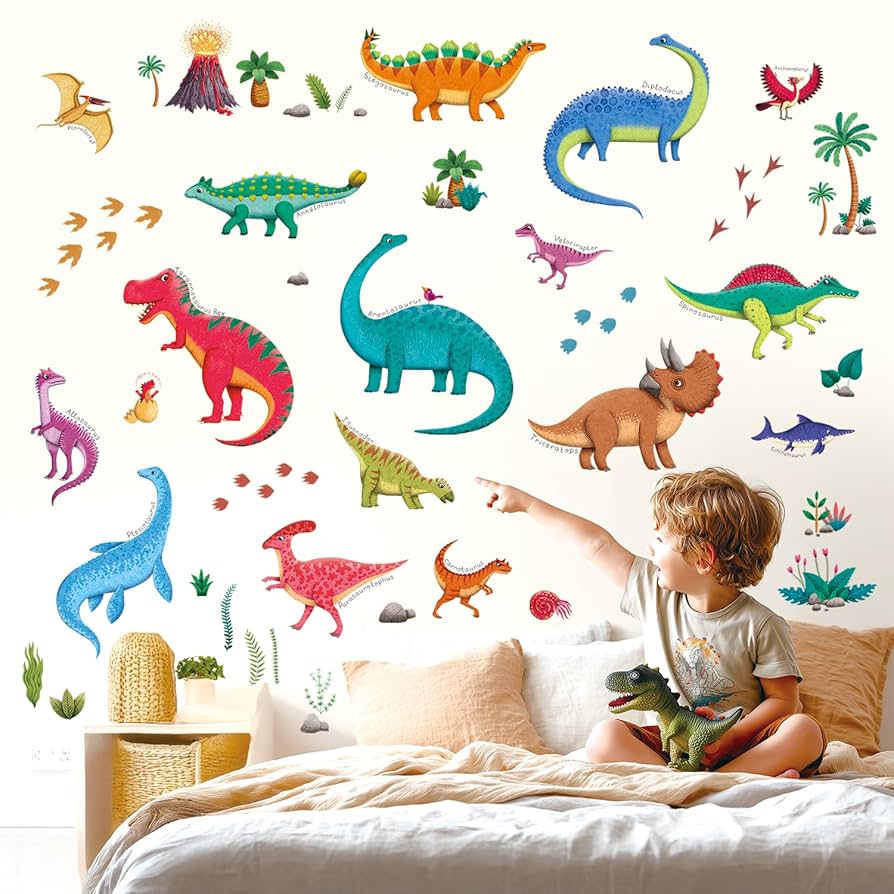 Amazon.co.jp: DECOWALL DS9-2115 カラフル恐竜 ウォール