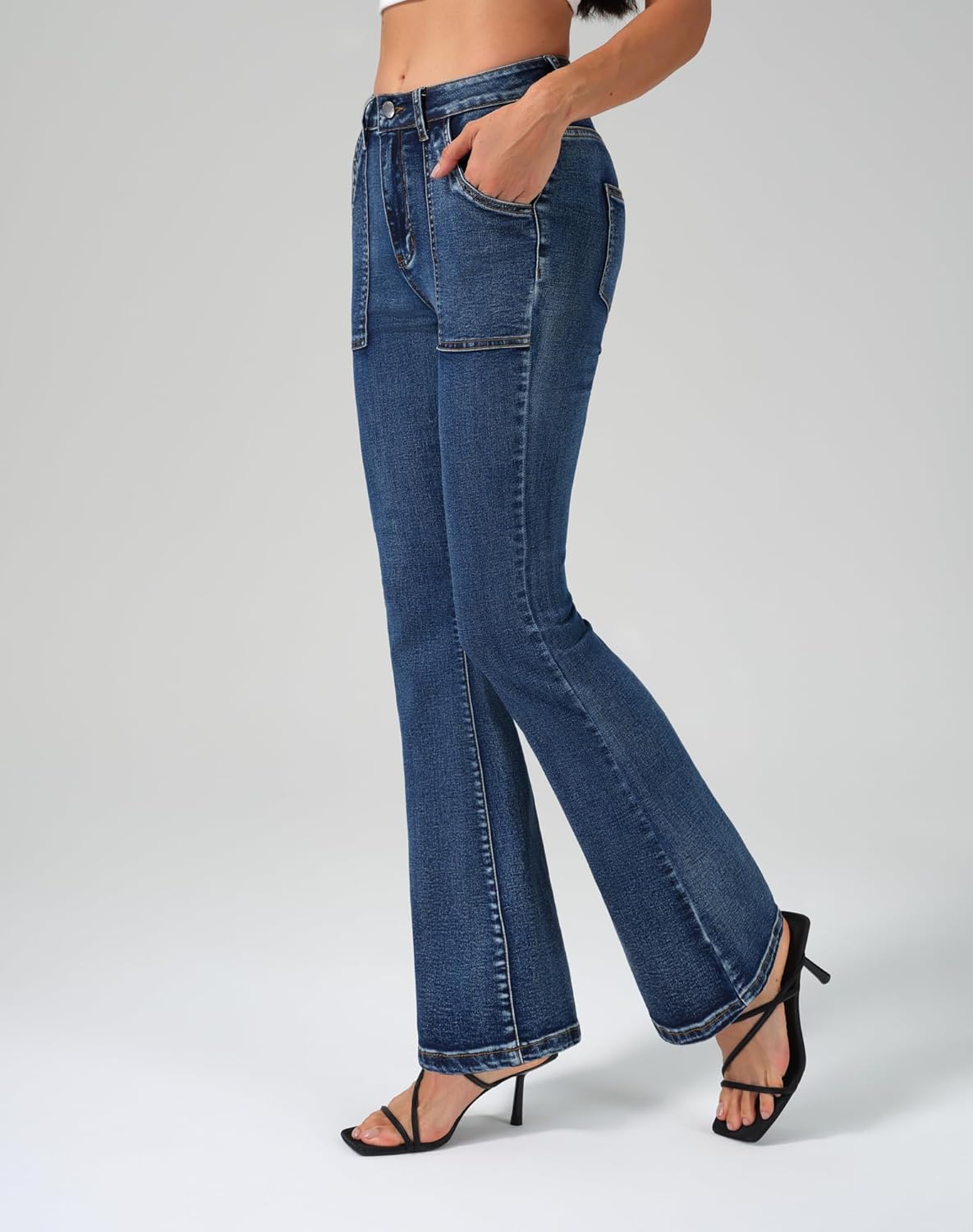 roswear Flare Jeans for Women Bootcut Stretchy Slim Fit Denim Pants Fall Outfits - Image 2