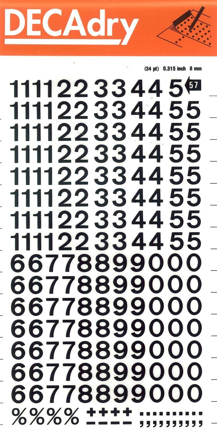 APLI 8mm Transferable Letters and Numbers, Black