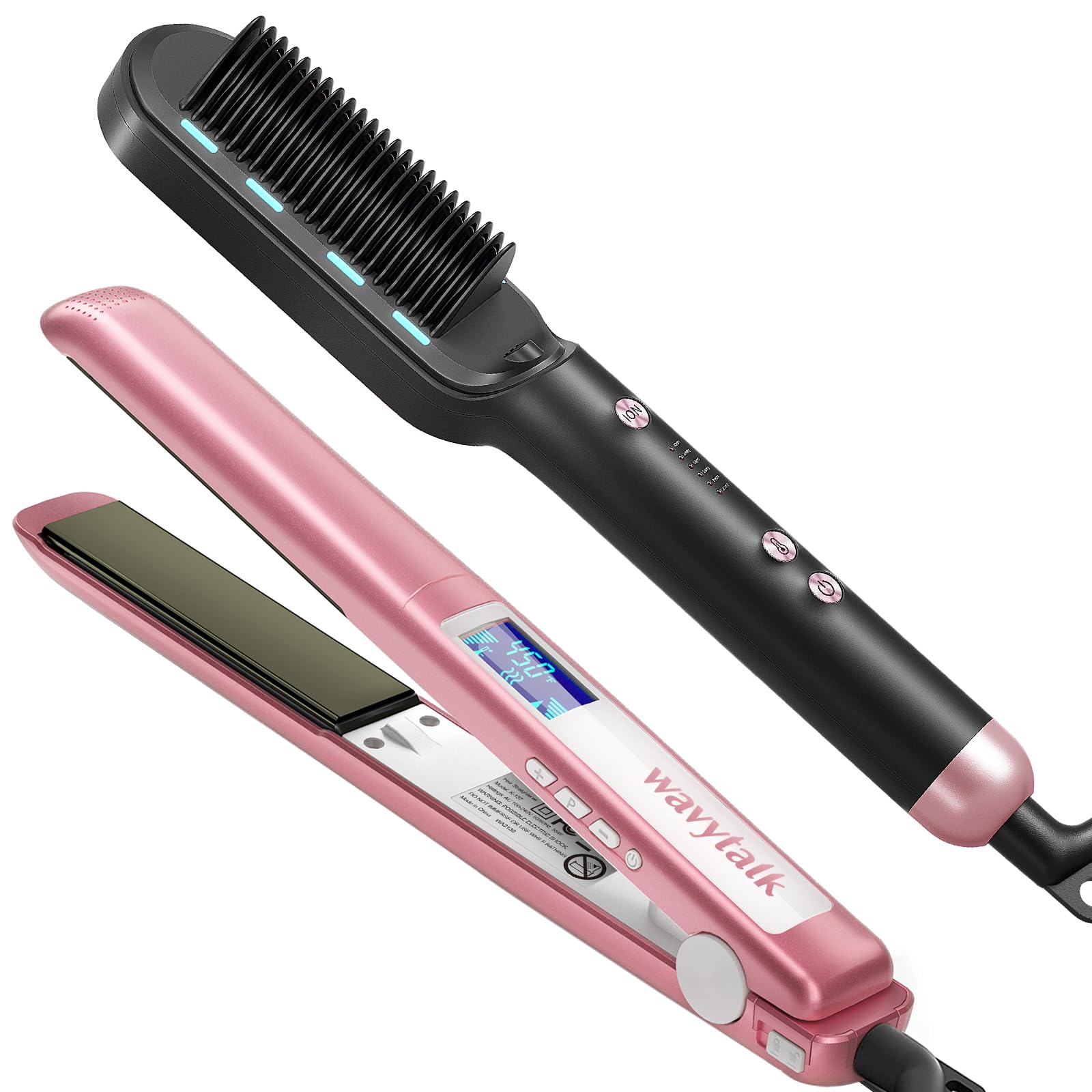 Amazon.com : Wavytalk Ionic Hair Straightener Brush and Salon Flat