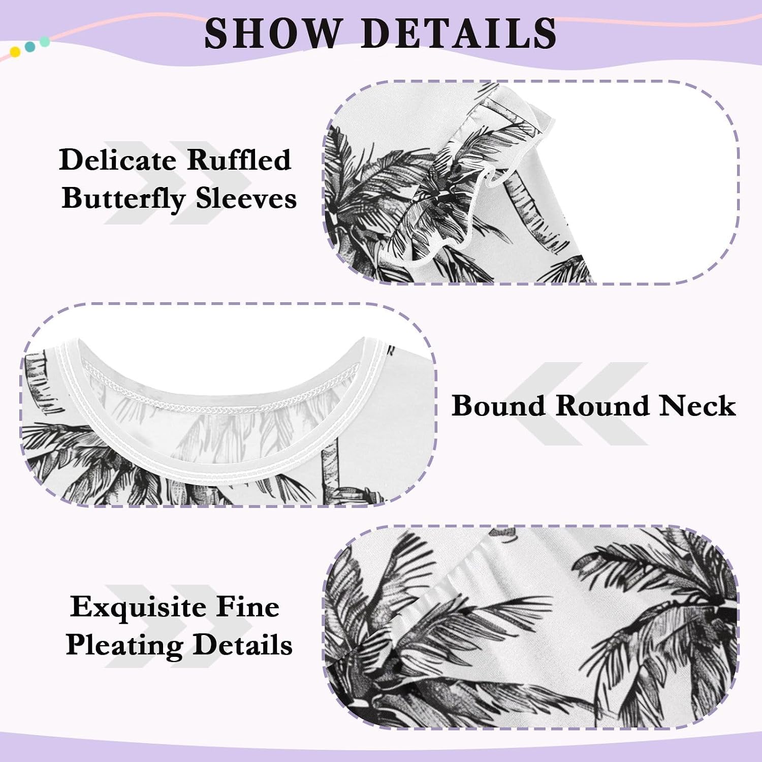 visesunny Toddler Clothes for Girls Sketching Palm Tree Long Sleeve Fall Shirts Cotton Top with Ruffle Collar
