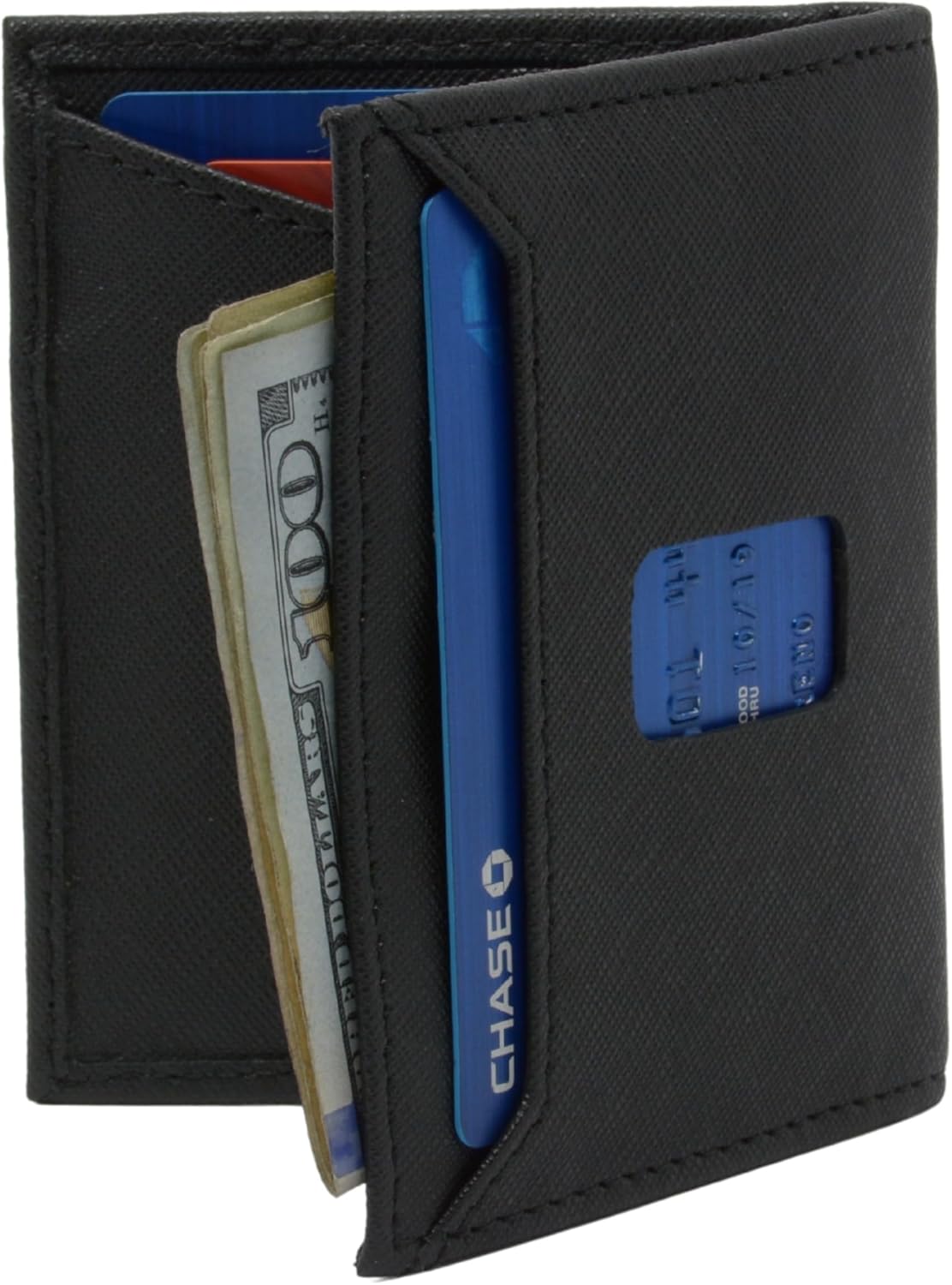 Alpine Swiss Mens RFID Wallet Slim Minimalist Card Case Genuine Leather Front Pocket Wallet for Business or Credit Cards Crosshatch Black