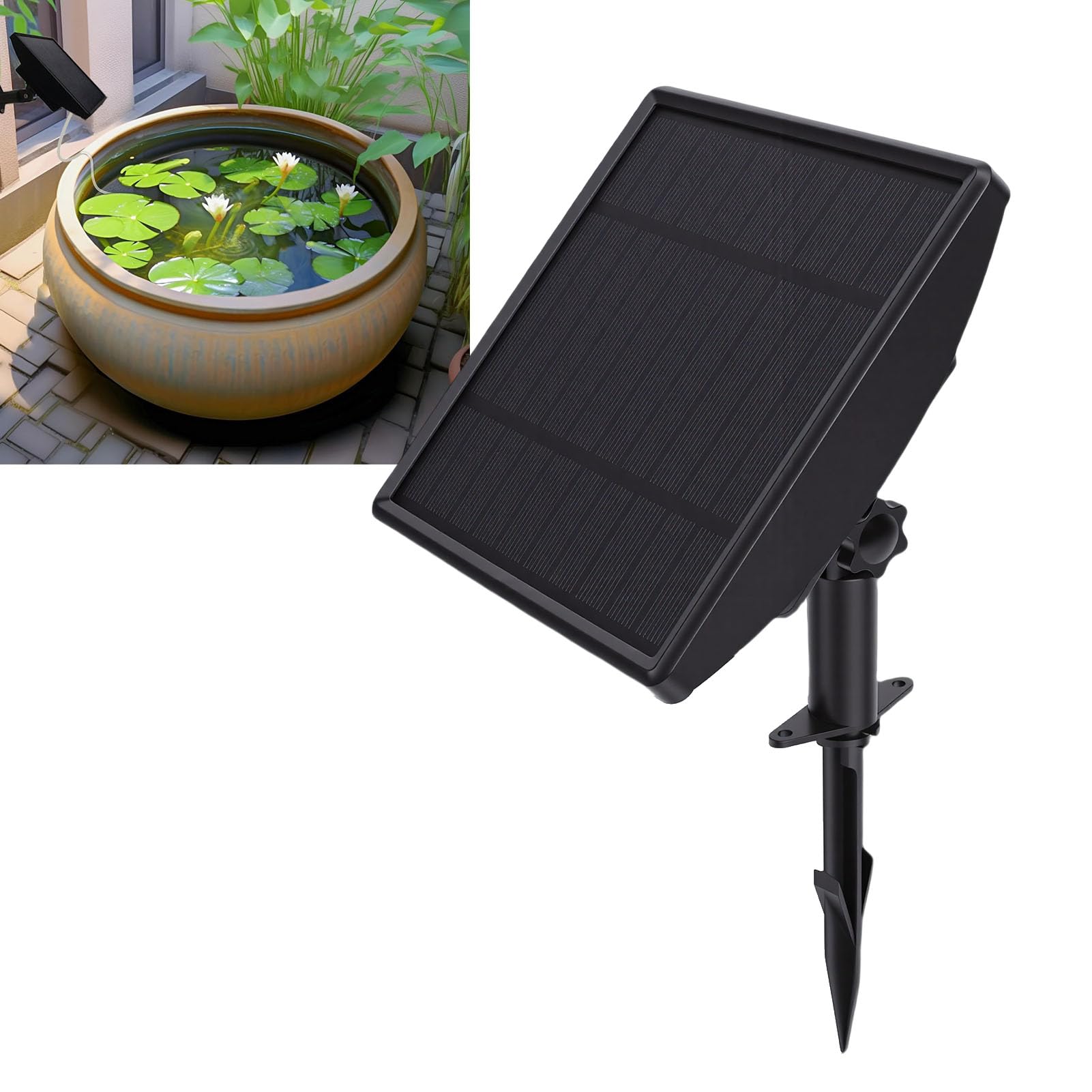 Luocute Solar-Teichbelüfter, 2000 MAh Batterie, Solar-Sauerstoffpumpe mit 2 Luftsteinen und 8,2 Fuß Langem Rohr für Aquarien, Hydrokultur, Kleiner Teich Im Freien