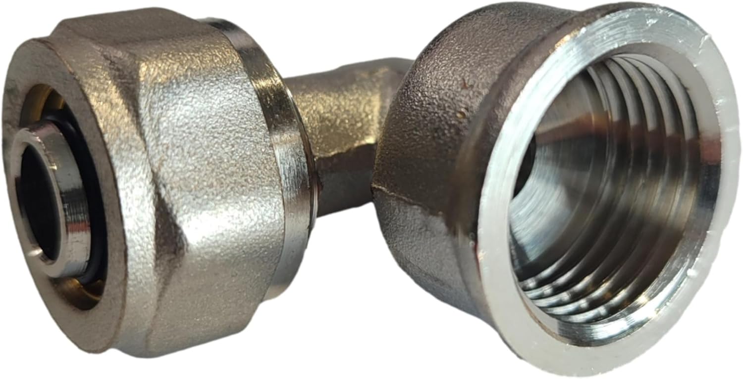 SKIR'CO 1pcs Compression Hose Elbow 16mm x 1/2" 90 Degree Compression Elbow Fitting Nickel Plated Brass Female Thread Hose Connector