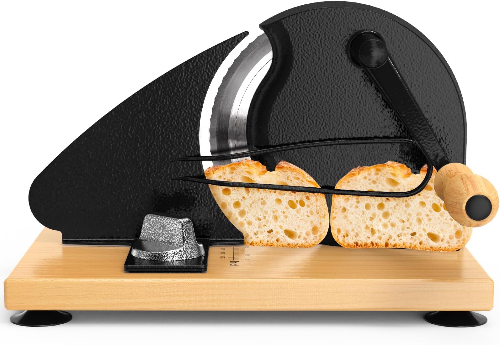 vanerepok Upgrade Manual Bread Slicer for Homemade Sourdough Bread, Classic Hand Crank Home Bread Slicer With Scale Line and Steel Fence, Sharp Blade, Adjustable Width for Homemade & Commercial Use