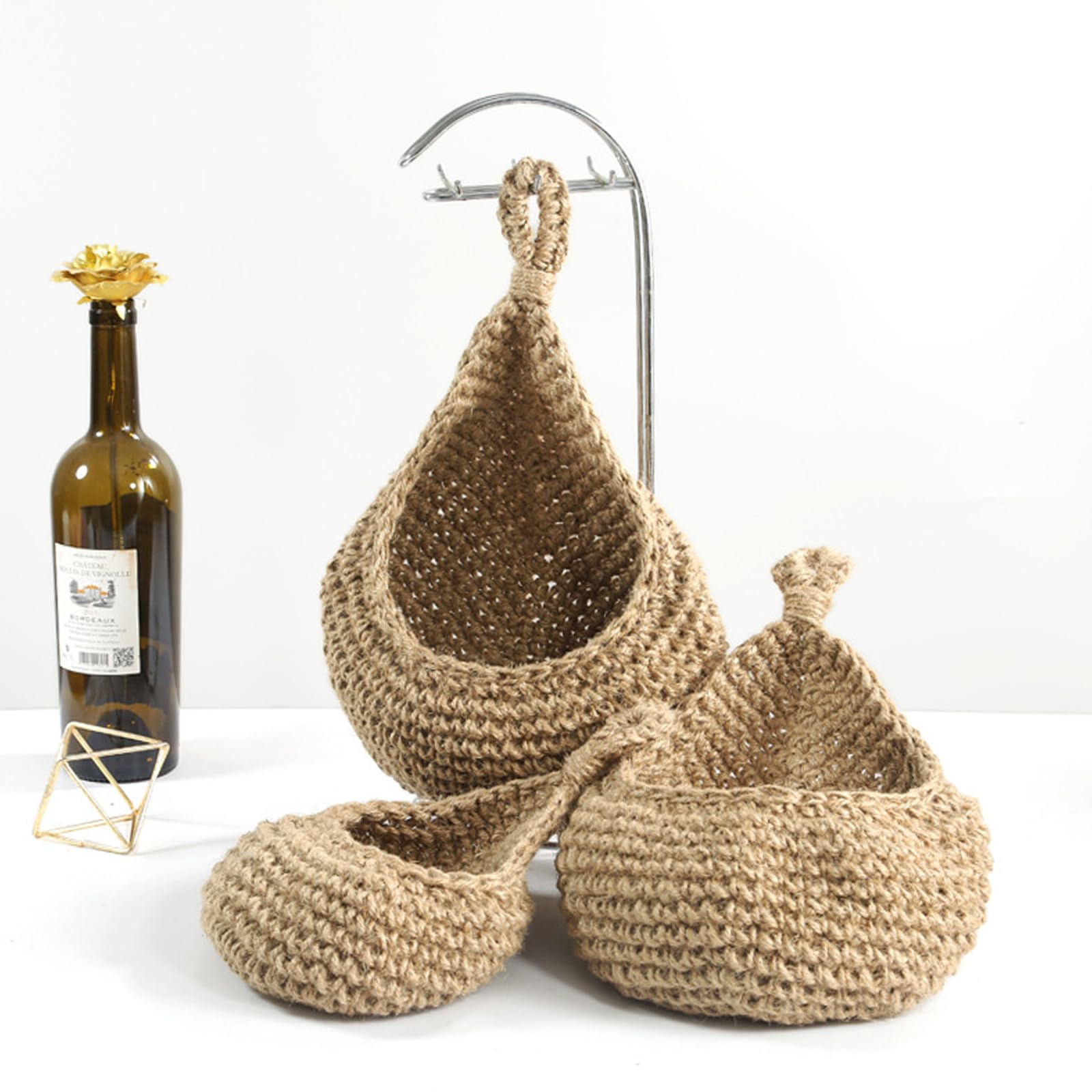 Boho Hängekörbe Aus Jute – Handgewebt In 3 Größen Für Obst, Gemüse & Mehr – Luftiger Wandbehang Für Küche & Wohnung
