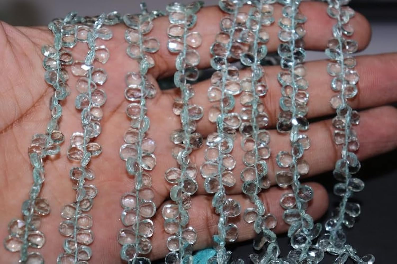 Perles aigue-marine naturelle à facettes 5x7mm pour création de bijoux