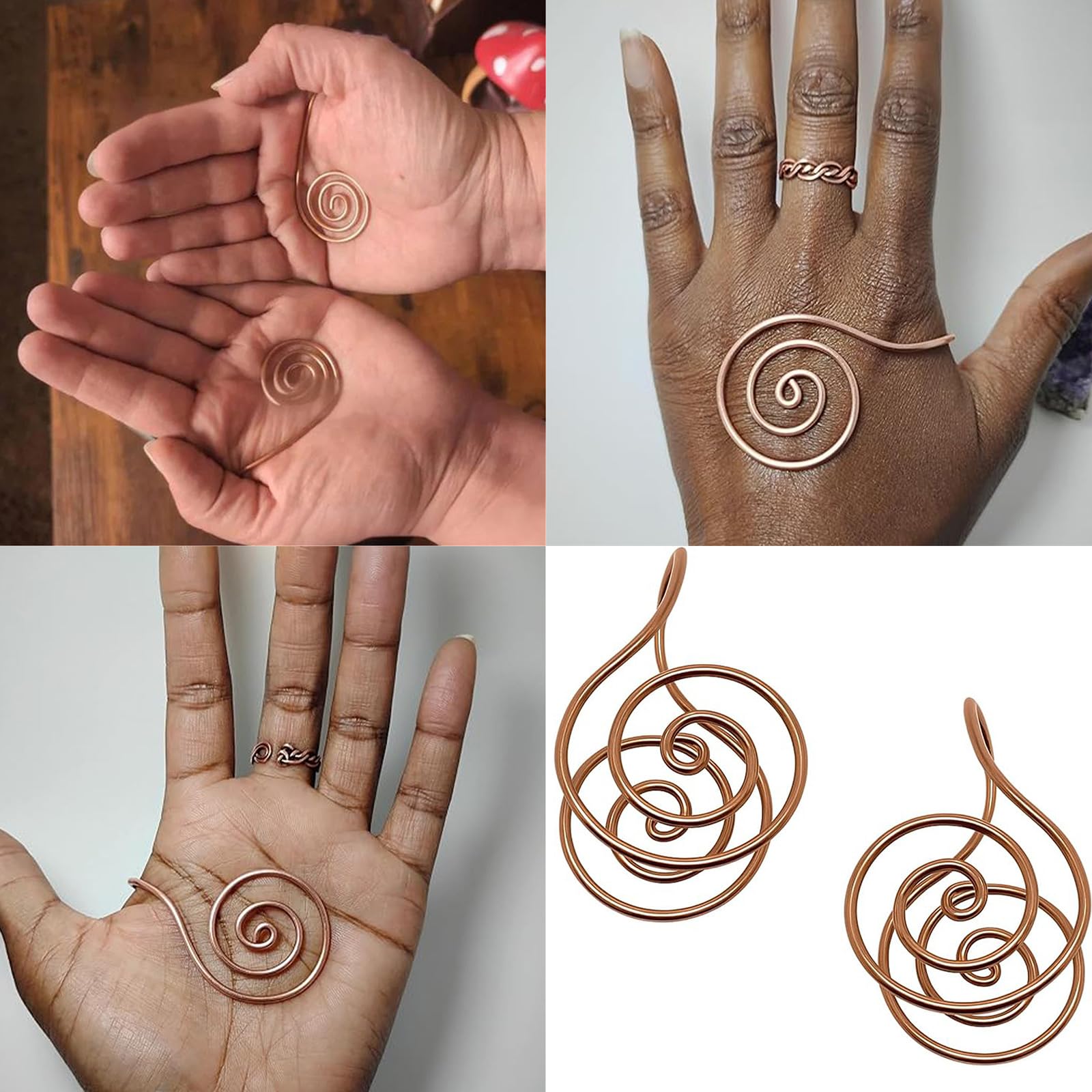 Anelli a spirale in lega di rame per chakra bilanciamento e pratica di consapevolezza HanmdadePalm anelli cerchio di recupero spirituale