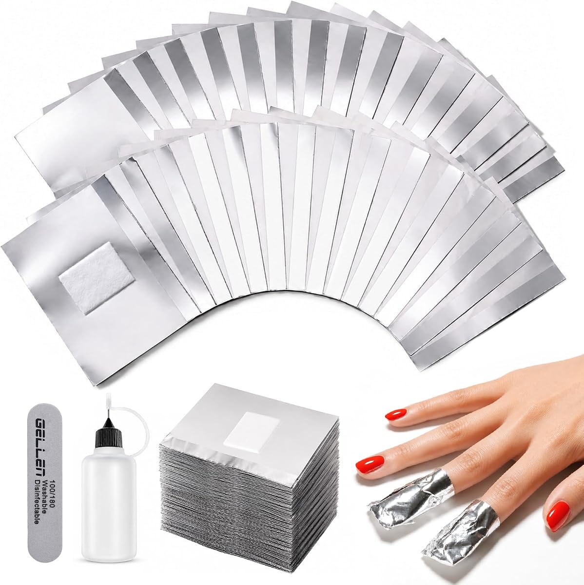 Envolturas de papel de aluminio para quitar esmalte de uñas, 300 piezas de papel de aluminio para uñas con herramienta | Láminas removedoras de Gel para uñas, con almohadilla de algodón grande sin pelusa preinstalada, para el hogar, bricolaje, eliminación de Gel para dedos y pies