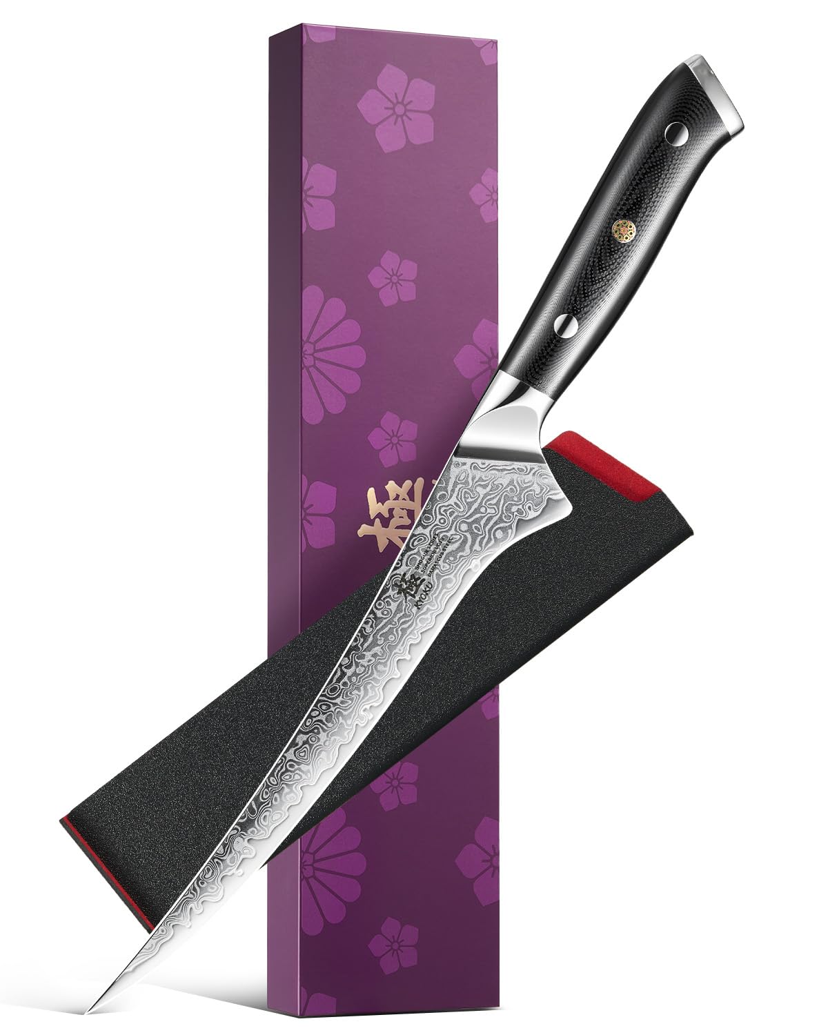 KYOKU 7" Japanese Damascus Fillet Knife for Fish, Filet Boning Knife for Fishing Skinning for Professional & Home Chefs,Ultra Sharp VG10 Full Tang Butcher Knife for Filleting Deboning Meat Cutting