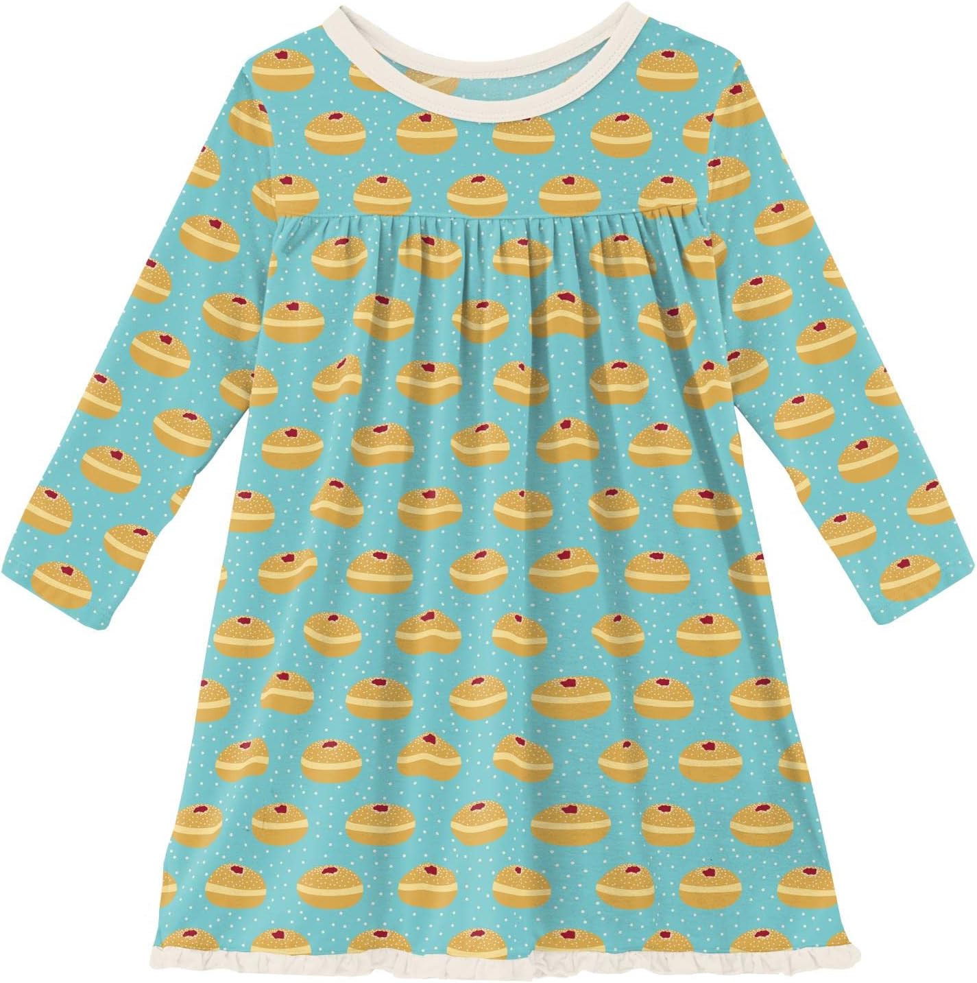 KicKee Print Long Sleeve Swing Dress for Girls, Soft Girl Clothes, Baby and Kid