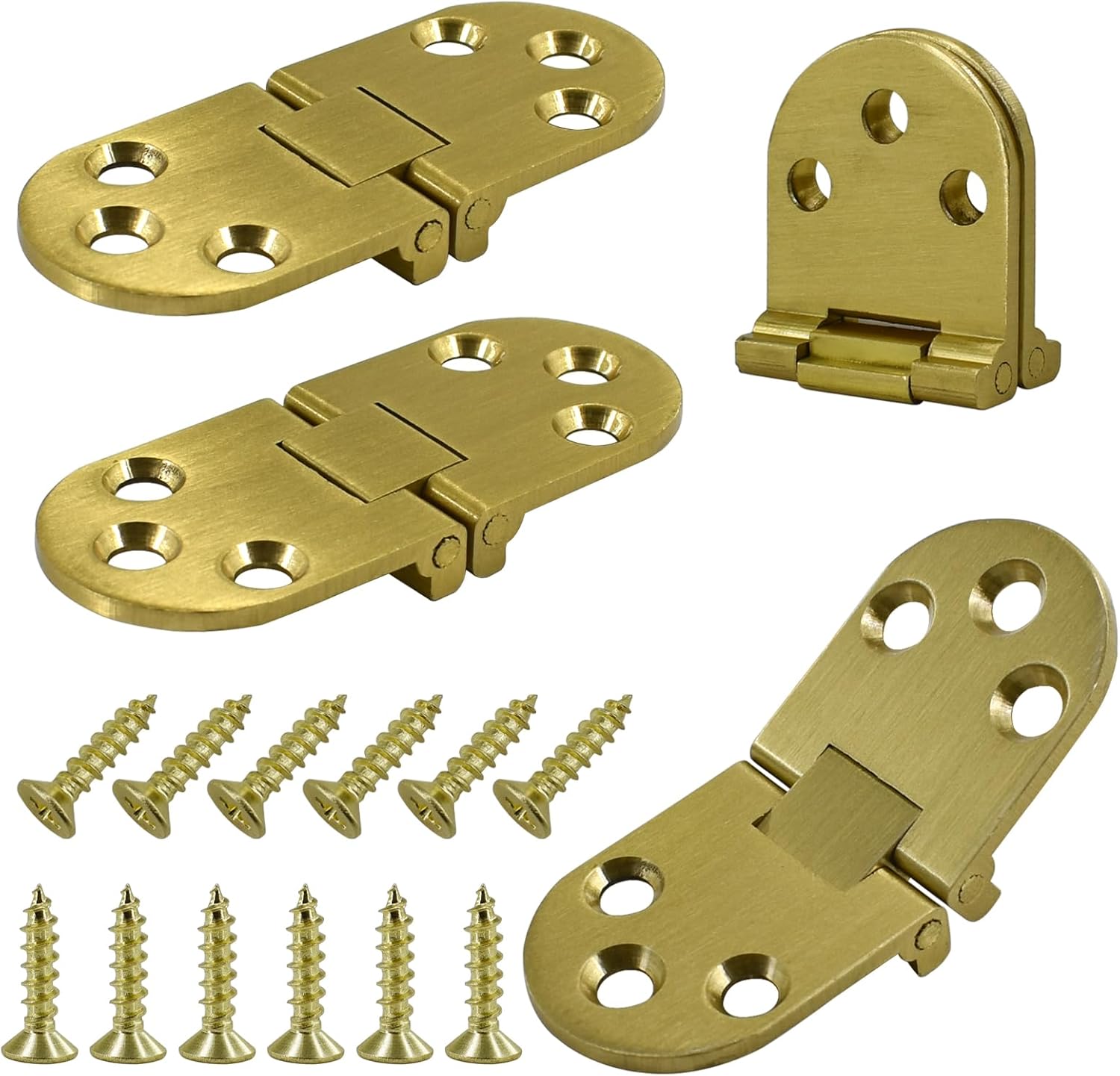 4pcs Round Edge Hinge Brass Butler Tray Hinge with Screws, 180 Degree