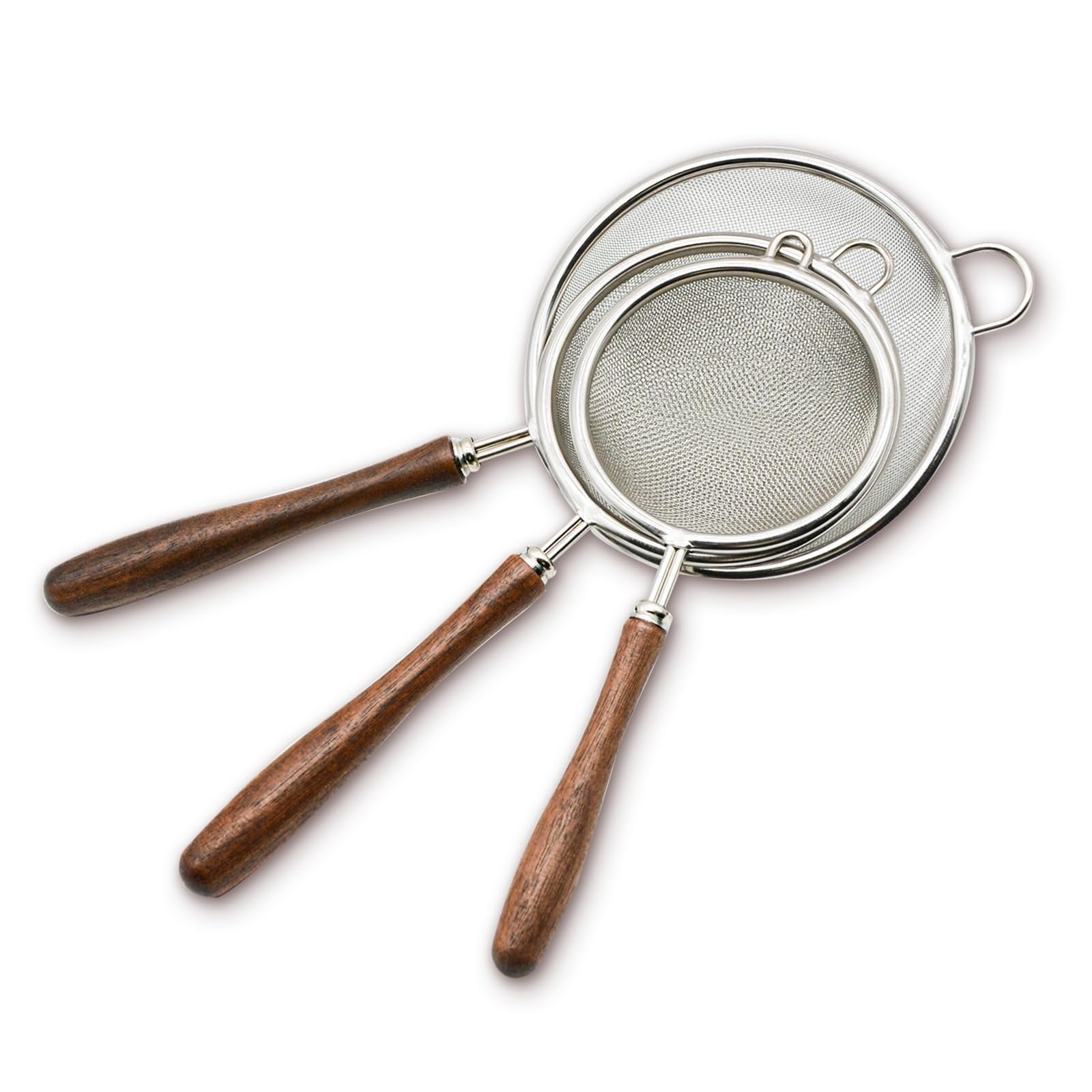 Set 2 Colini A Maglia Fine In Acciaio Inox 304 – Diametro 9 Cm E 11 Cm, Manico Lungo, Setacci Per Farina, Tè, Pasta, Filtri Per Cucina - 3