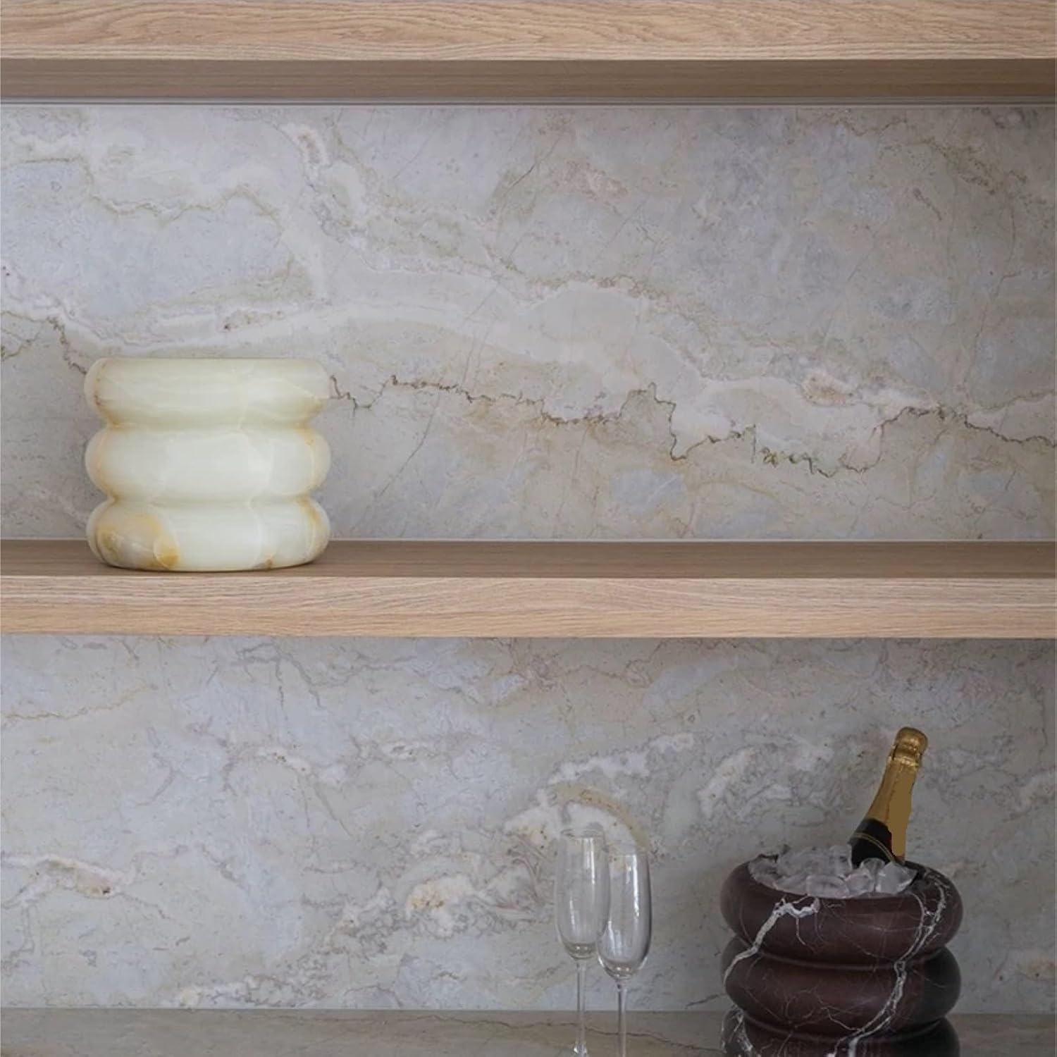 Handmade Marble Champagne Wine Cooler Bucket for Kitchen Accessories Vase Ornaments(Green)