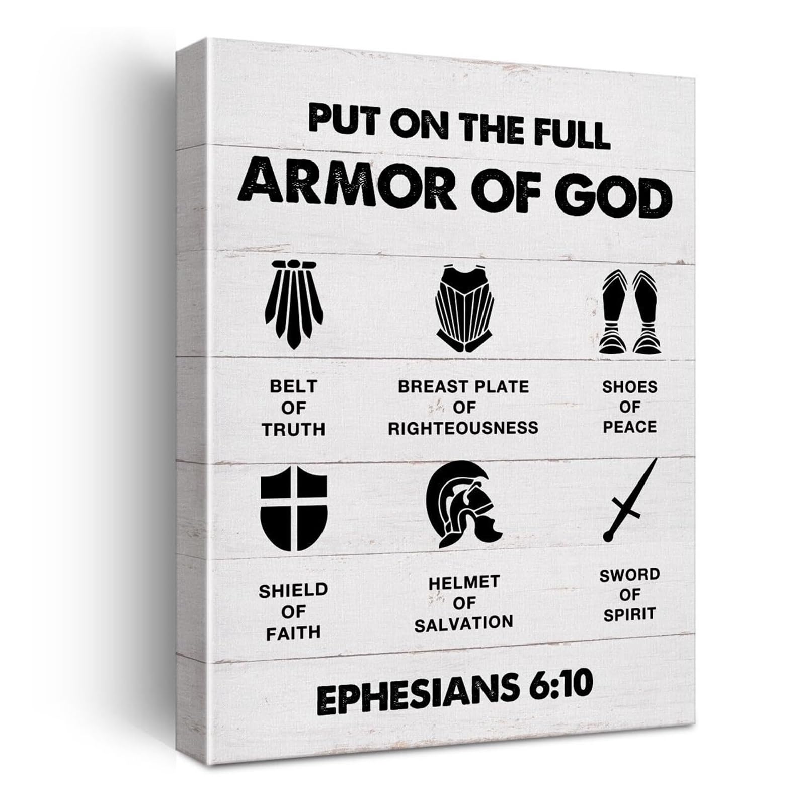 Llbogrggn Framed Modern Christian Canvas Print - Full Armor Of God Motivational Quote For Living Room(,16X24inch(40X60cm))