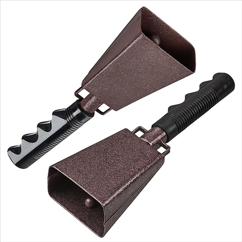 Miniatura 31 de Paquete de 2 cencerros de 9 pulgadas para eventos deportivos, fabricantes de ruido de percusión con asa para juegos de fútbol, estadios (blanco)