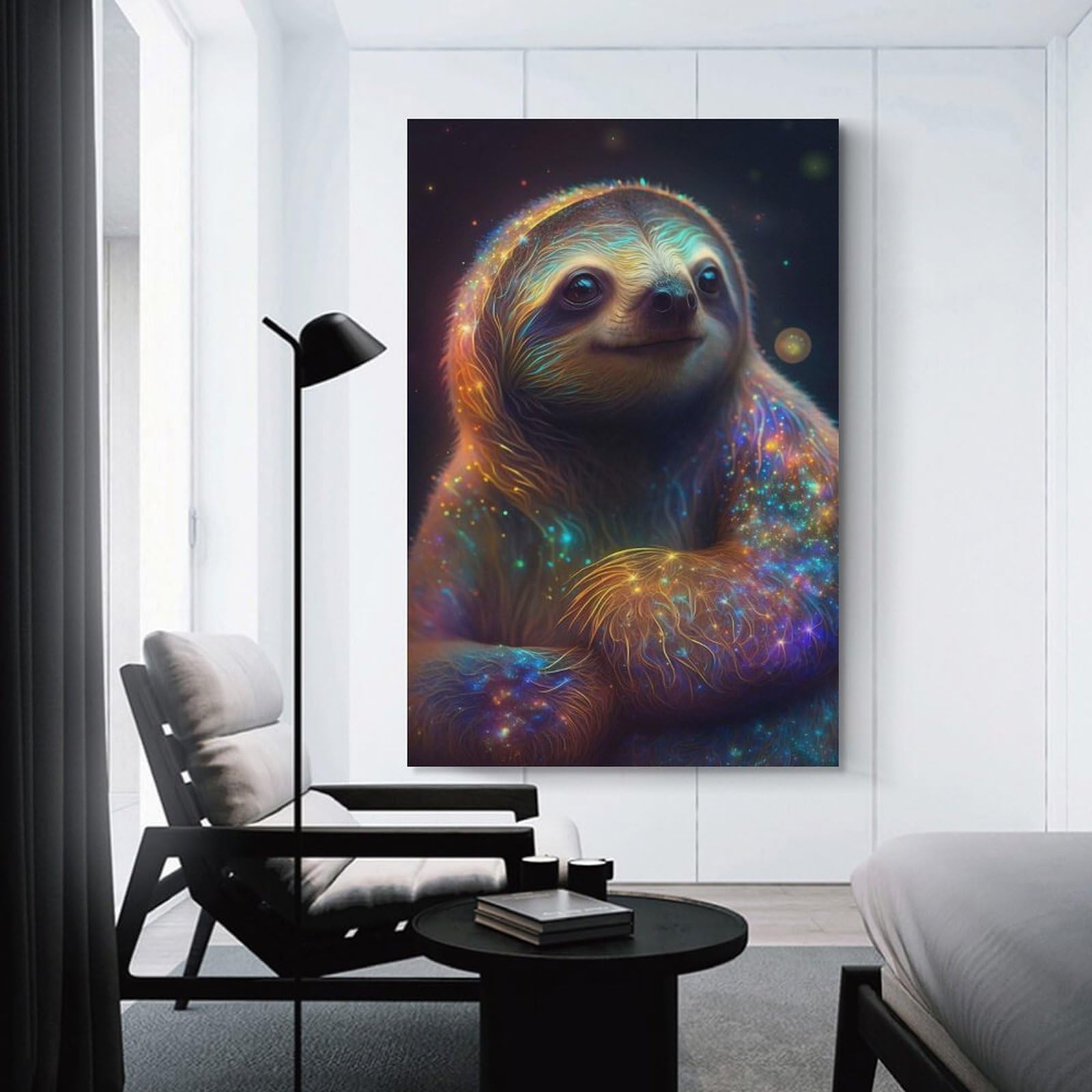 Junmoney Wall Picture Print Galaxy Baby Sloth Animal, 20x30inch(50x75cm), for Workspace Walls, Study Corners Or Bedrooms, A Smart Decor Choice for Study Walls