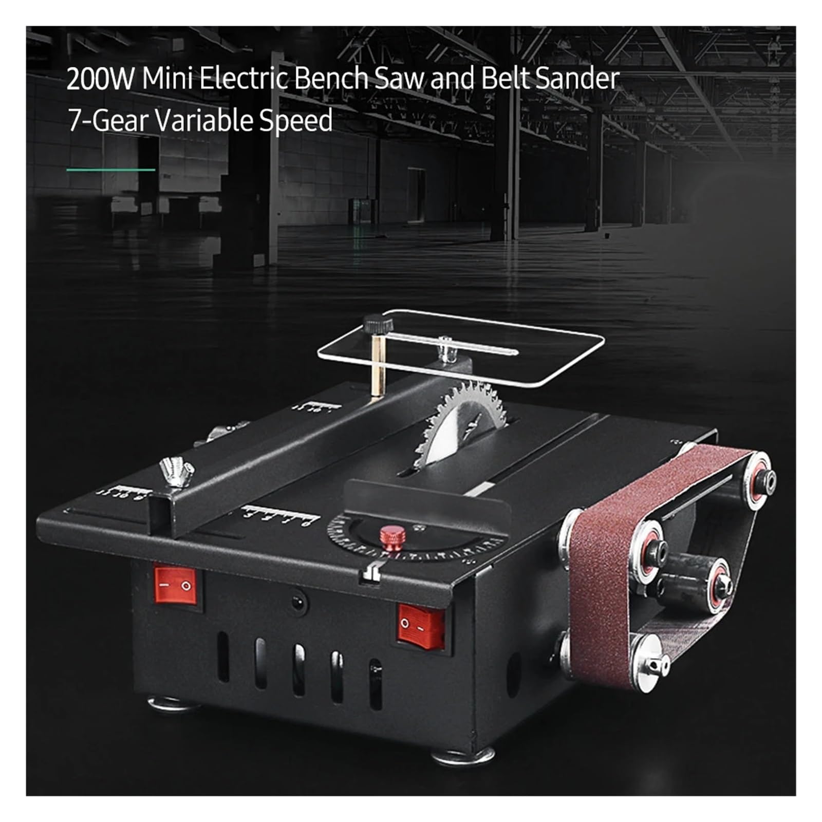 200W Mini Piła Stołowa I Szlifierka Taśmowa Tarczowa O Zmiennej Prędkości 30mm Głębokość Cięcia DIY Do Drewna Plastikowy Kamień Metalowy Nóż ZwięKsz PołYsk