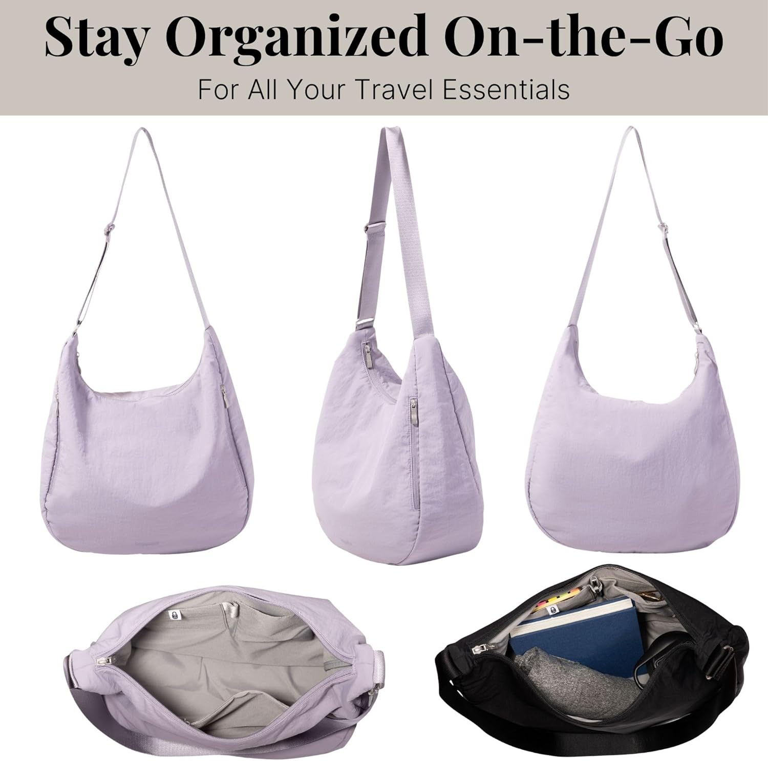 Baggallini Swift Hobo Crossbody Bag for Women - Lightweight 15.7"x16" Travel Purse Handbag Hobo Bag - Image 6