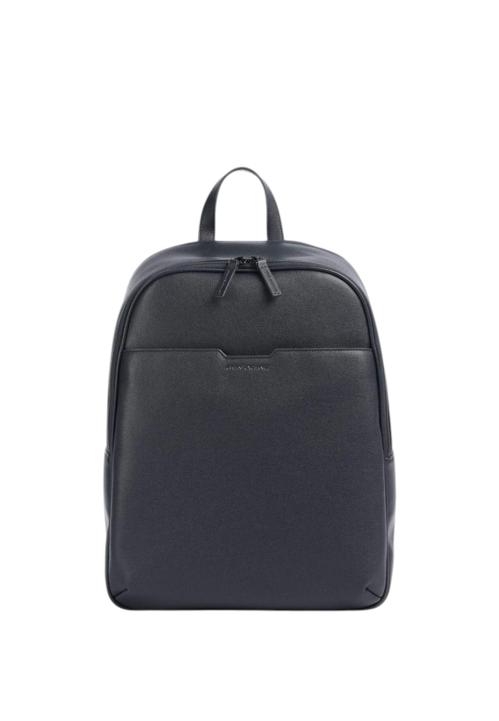 Armani Exchange Men's Alex, Classic, Embossed Logo, Silver Zip Backpack, Navy, One Size