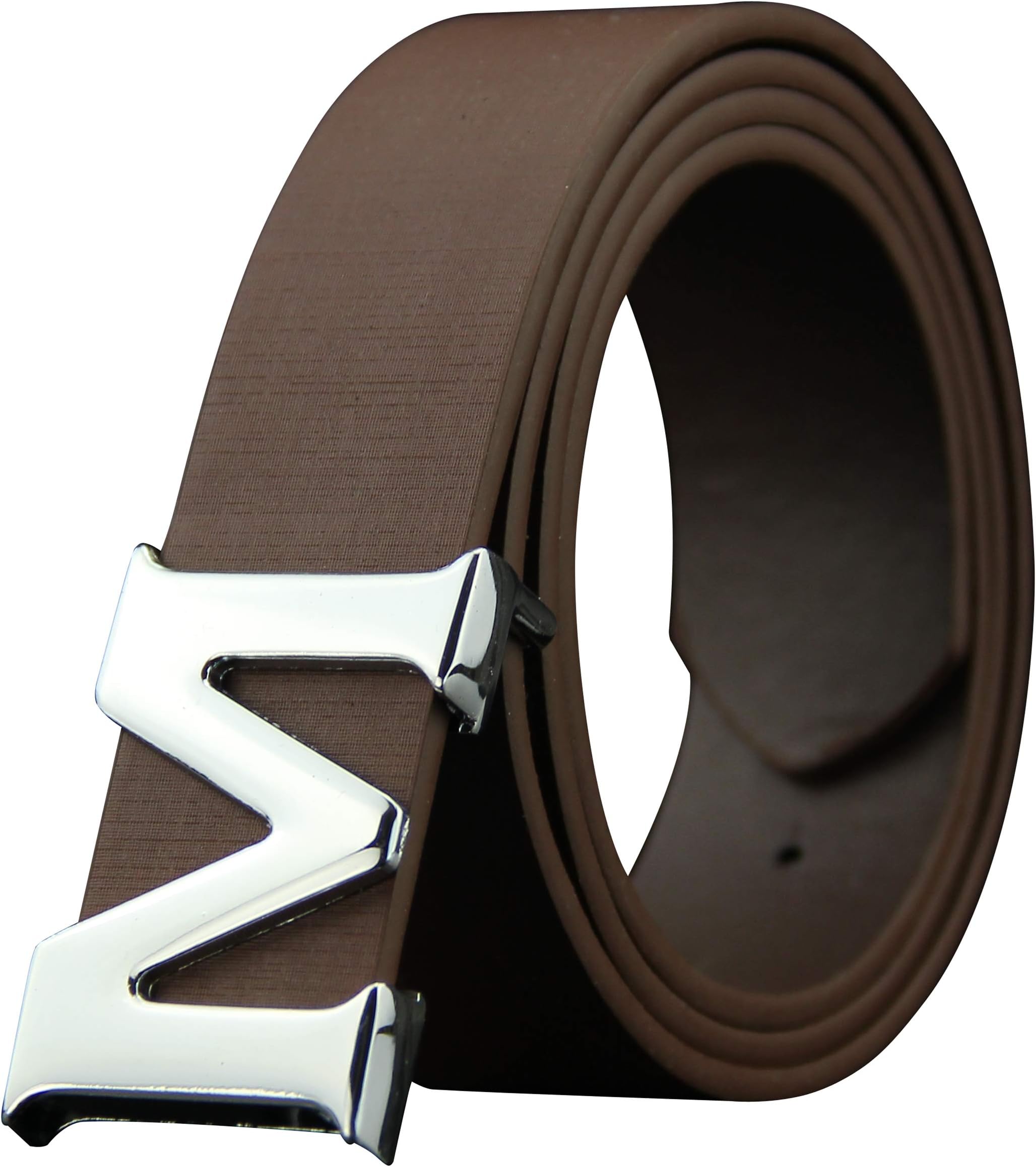 ALAKA Leather Mens Belts Removable Letter M Plate Buckle Waist Belt 1.29"