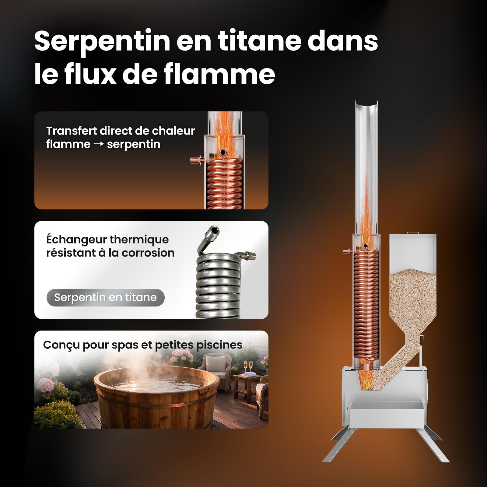 ECO POOLTECH - Riscaldamento per piscina in legno, per esterni, colore verde