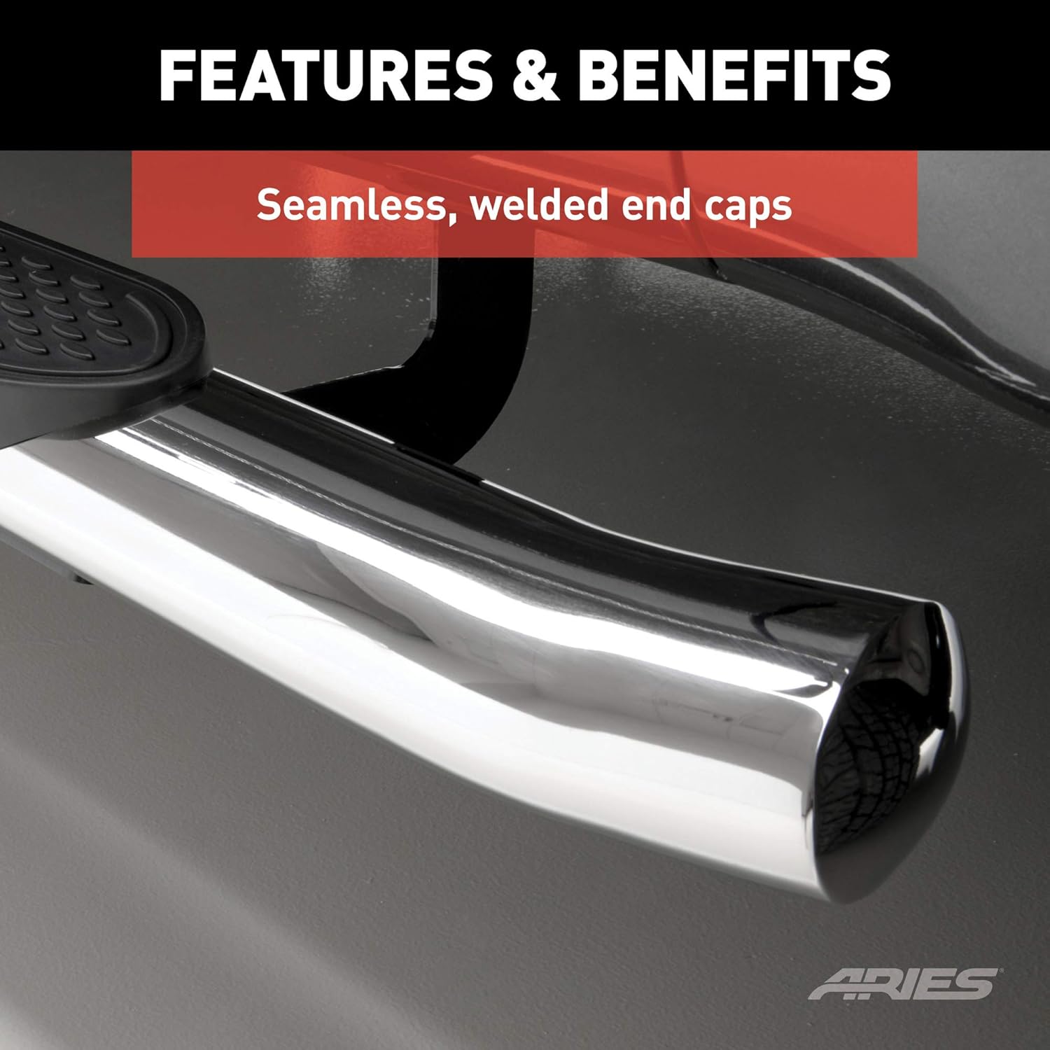 ARIES S224053-2 4-Inch Oval Polished Stainless Steel Nerf Bars, Select Chevrolet Silverado, GMC Sierra 1500, 2500, 3500 HD Crew Cab