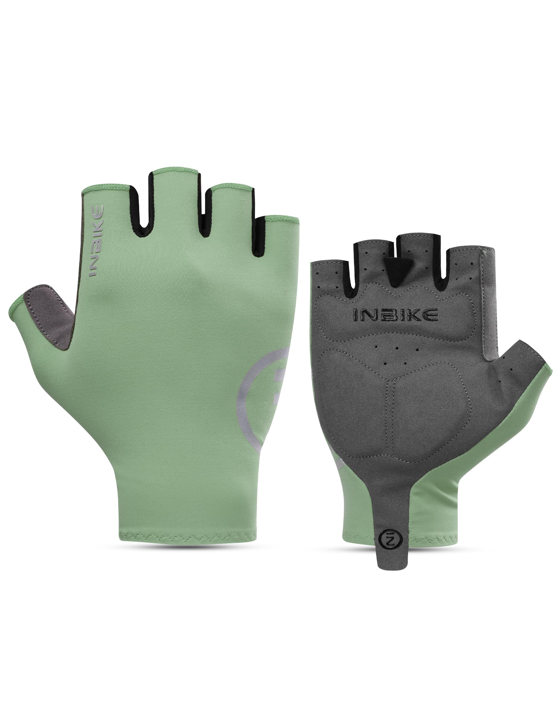 INBIKE Cycling Gloves for Men Women, Breathable Bike Gloves Lightweight Half Finger Biking Glove Mountain Road Bicycle Green Large