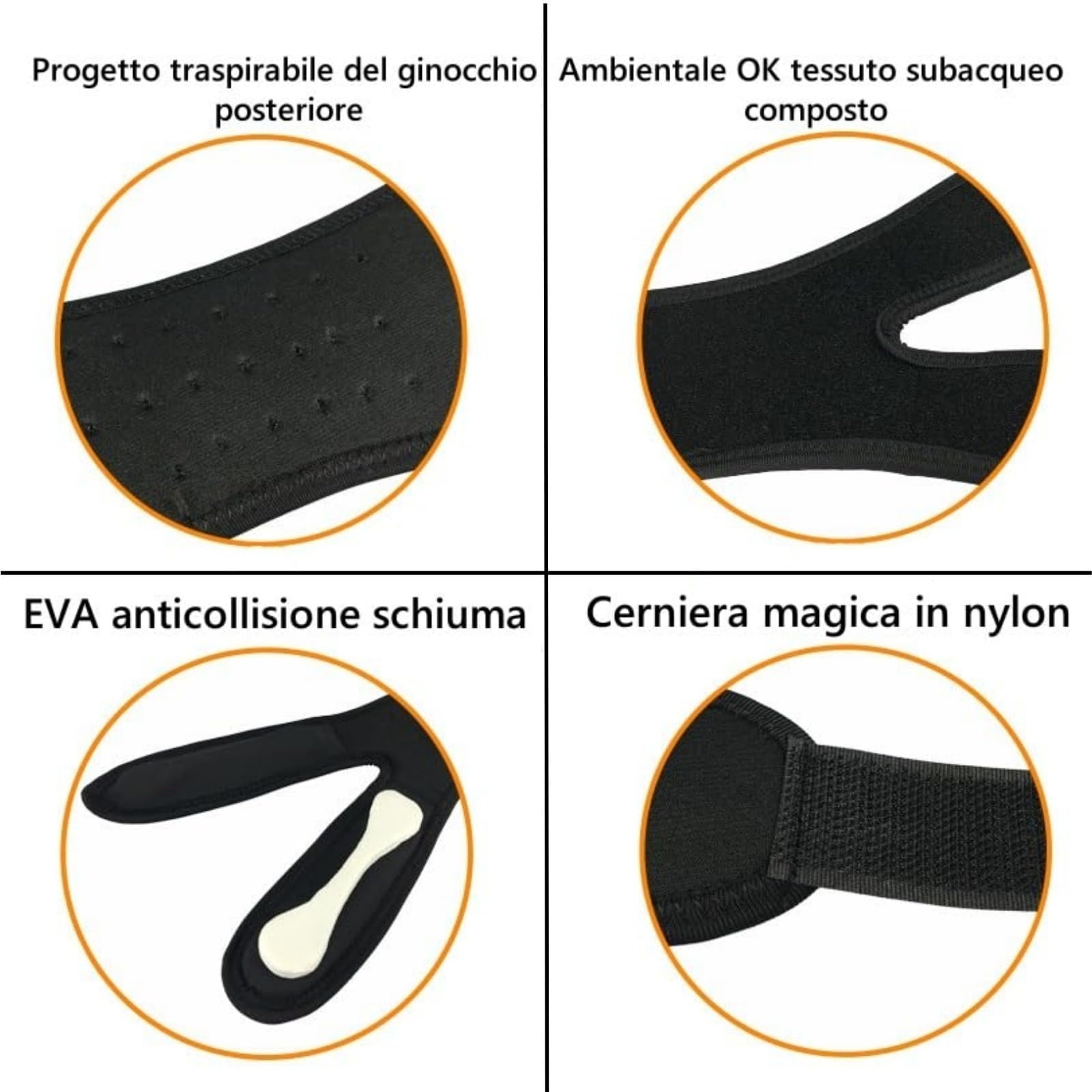 Helvezen HelveFlex Ginocchiera Regolabile con Inserto in Silicone - Supporto per Ginocchio in Neoprene per Corsa e Sport - Allevia il Disagio al Ginocchio, Tendinite Artrite Recupero Lesioni (2 Pezzi