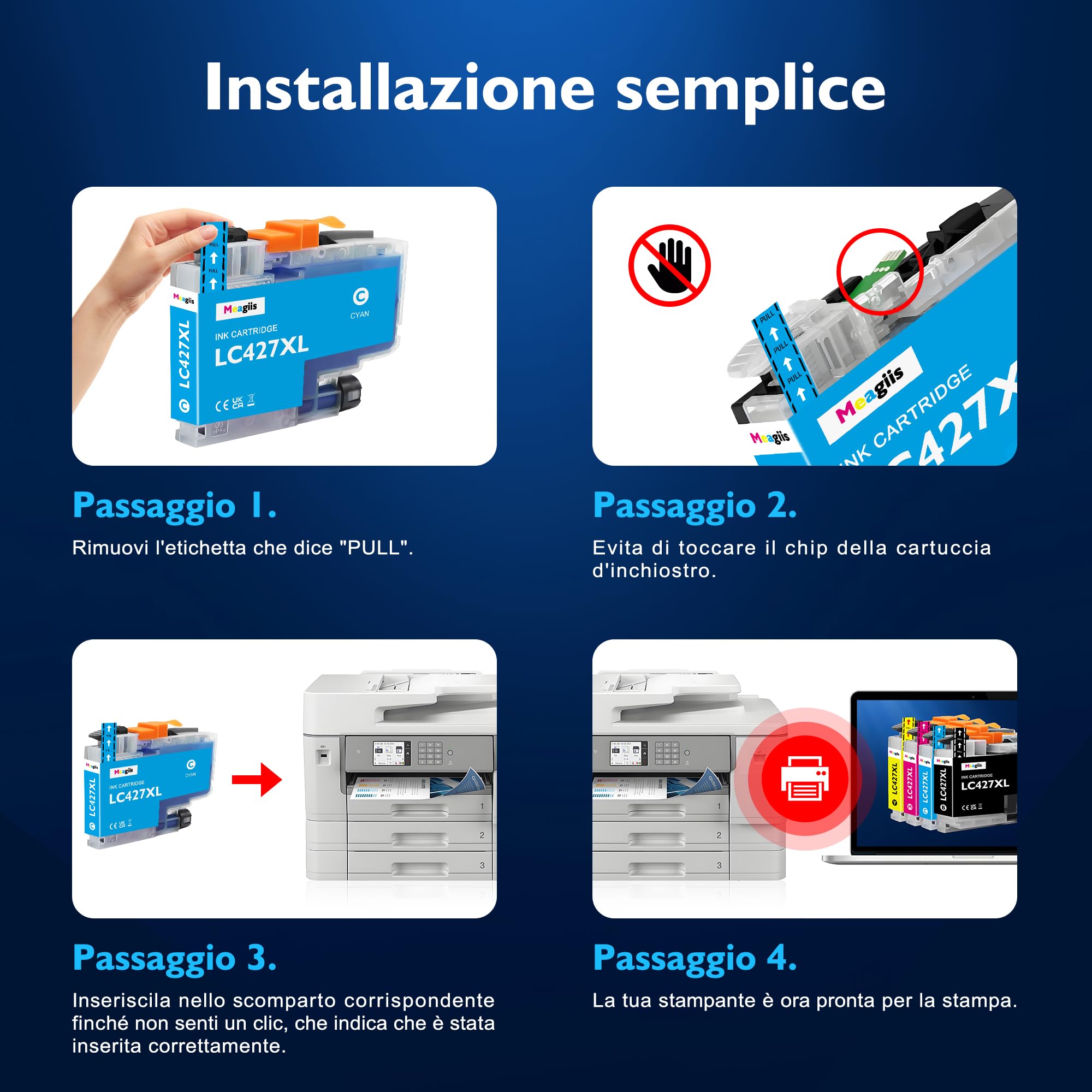 LC427XL Cartucce Compatibili con Brother LC427 XL MFC-J6955DW | Compatibili con Brother MFC-J5955DW, MFC-J6957DW, MFC-J6959DW, HL-J6010DW (5 Pezzi); Alta Resa: 6.000 nere, 5.000 colorate