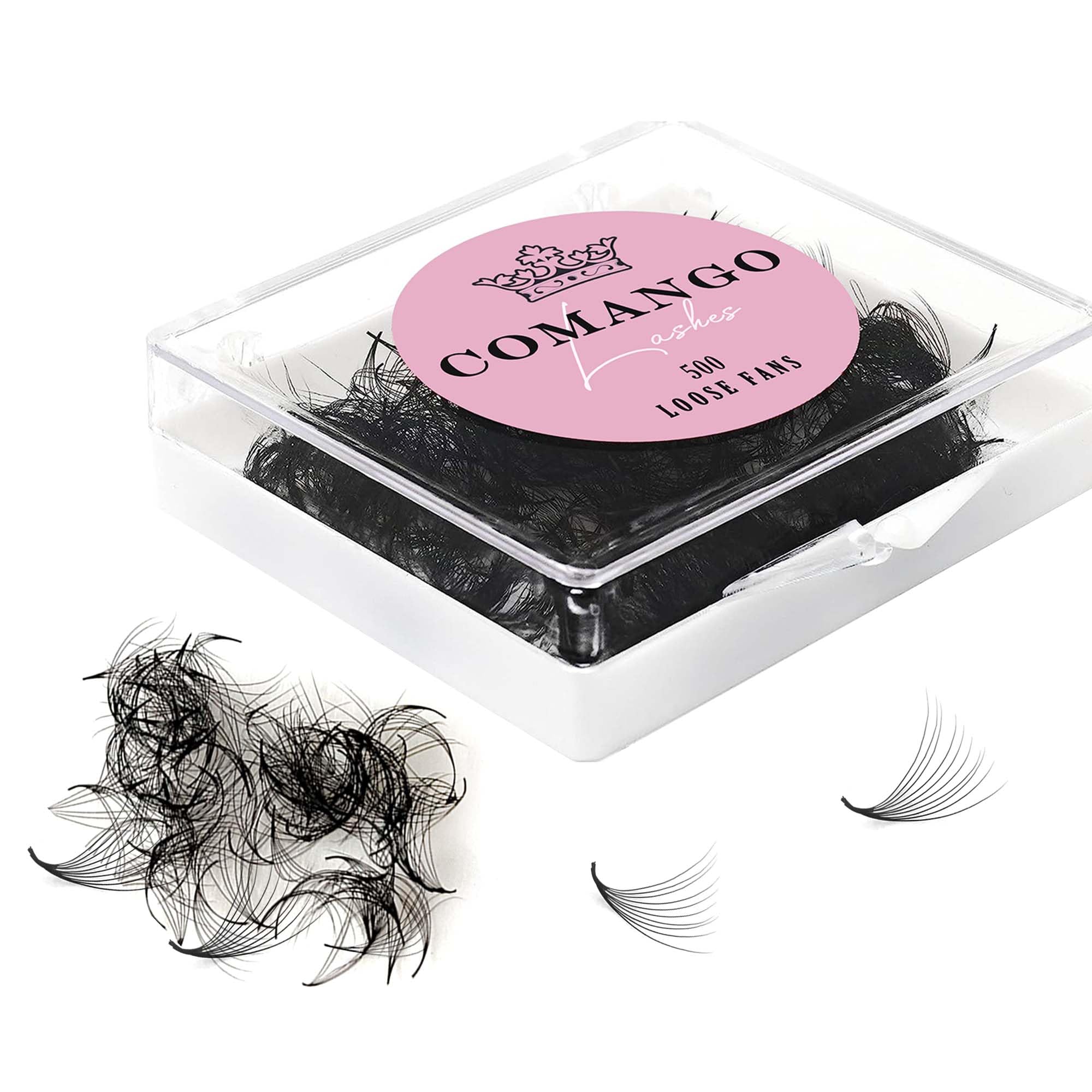 CoMango 500 Fans Promade Fans Handmade Loose Eyelash Extensions C/D Curl 10D 8-15MM Length 0.07 Thickness Middle Stem Premade Lashes Russian Volume Lash Extensions (500Fans-10D-0.07-C-13MM)