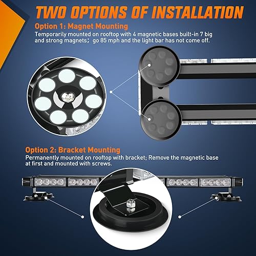 Miniatura 6 de Nilight Luces estroboscópicas de techo de 29.5 pulgadas, 56 LED, luz de peligro, advertencia de seguridad de emergencia, barra de luz intermitente,