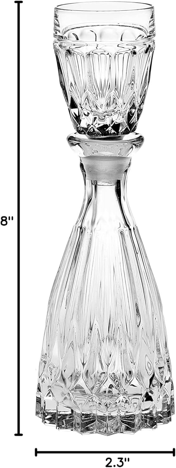 Crystal - Glass -Mouthwash Decanter with 1 oz Cup Stopper - (can use the stopper as a Tumbler) 8" Height - 3 Oz. Decanter - Made in Europe - by Barski