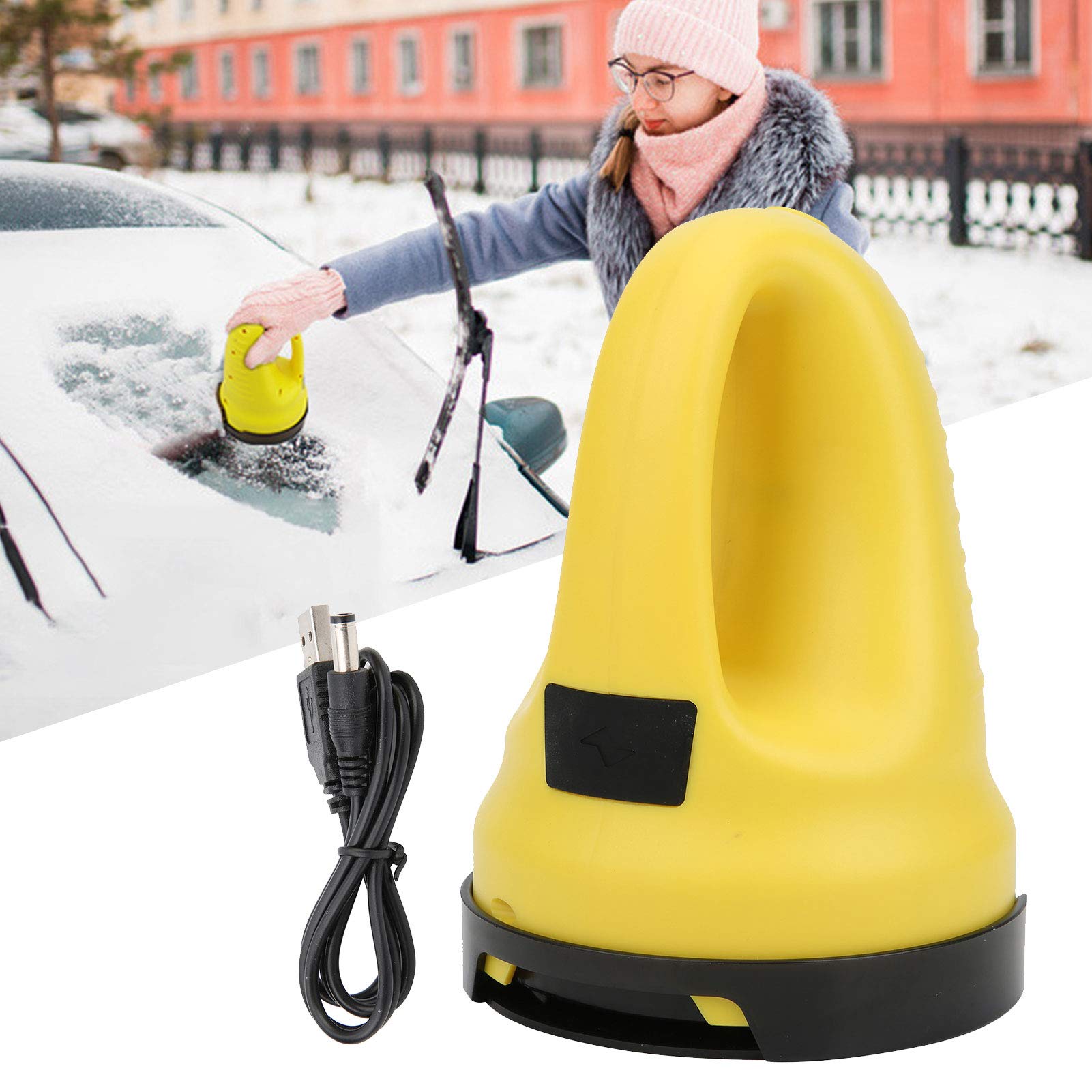 Elektryczna skrobaczka do szyb z obrotową tarczą i uchwytem Zimowa automatyczna skrobaczka do szyb samochodowych do samochodów ciężarowych SUV Szyba przednia Okno samochodu, 11,5 cm x 15,5 cm