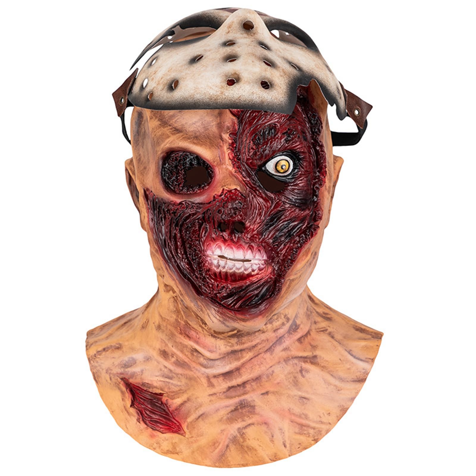 Makoike Double Zombie Mask Horror Scary Zombie Killer Masks Halloween Costume Cosplay Latex Props for Adult Men Women - Image 3