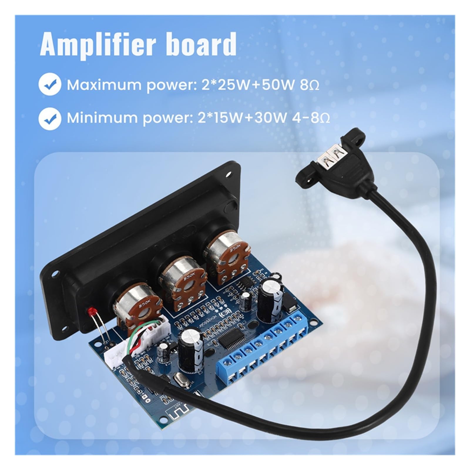 2.1-kanałowa płytka wzmacniacza cyfrowego Bluetooth 2X25 W + 50 W BT5.0 Subwoofer klasy D Do kina domowego