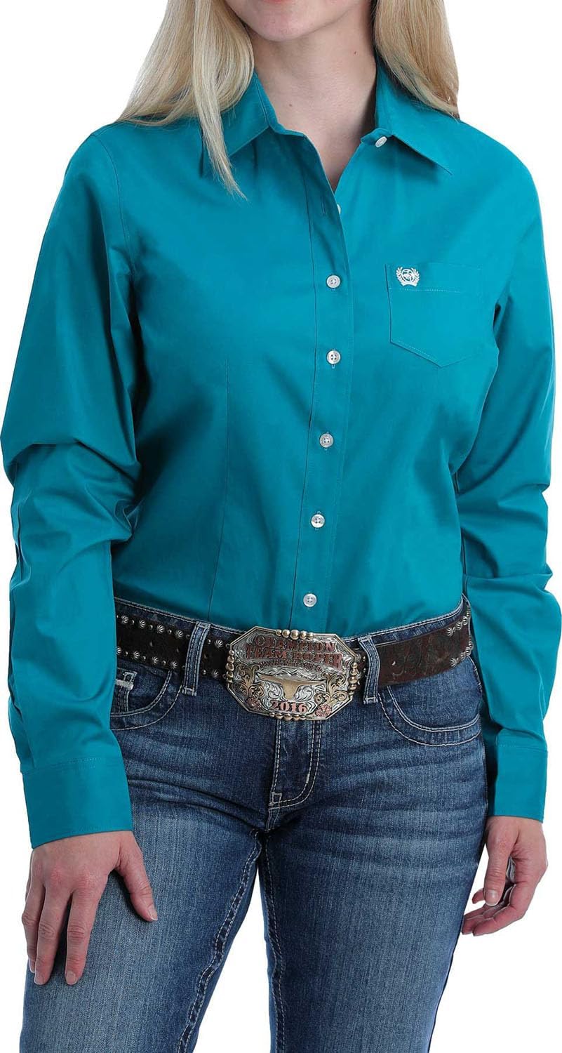Cinch Women's Solid Button Front Long Sleeve Western Shirt - Msw9164167