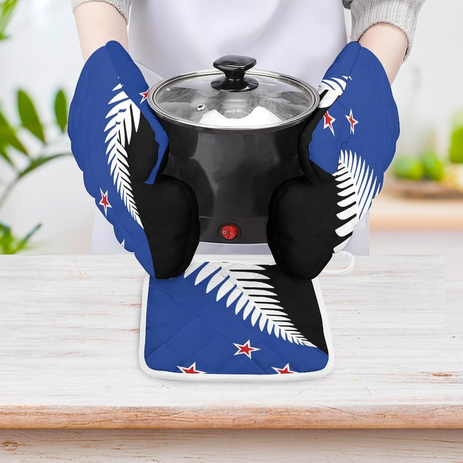 New Zealand New Flag Print Oven Mitts and Pot Holders 3 Piece Sets Heat Resistant Gloves Hot Pads Potholders for Kitchen Baking Cooking