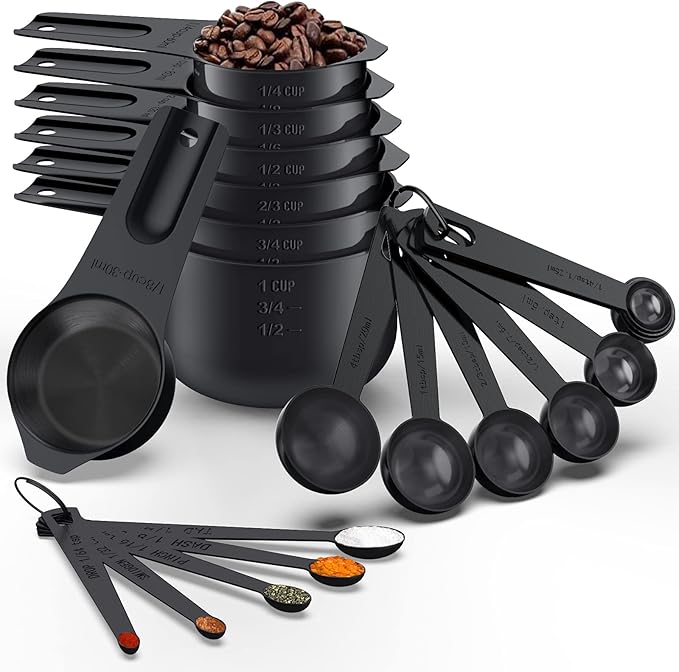 21 Pcs Stainless Steel Measuring Cups and Spoons Set, Wildone Stackable Metal Measuring Cups and Spoons for Cooking & Baking, Includes 7 Cups, 9 Spoons and 5 Mini Spoons