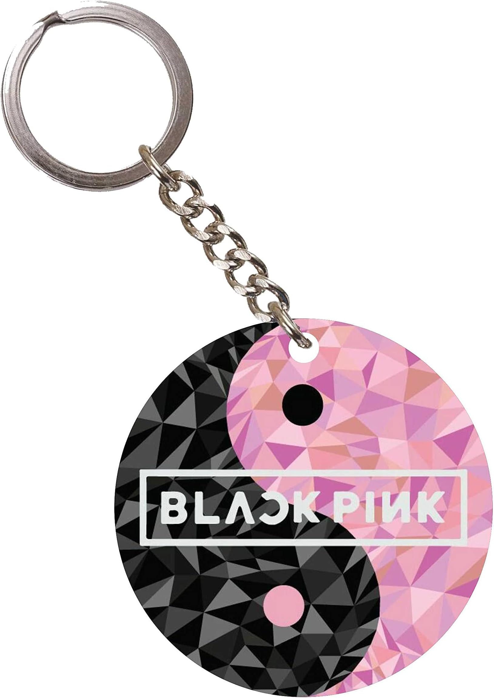 CheckPoint BTS Black Pink Round Printed Key-chain/Keyring