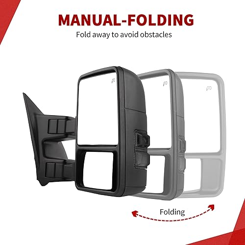 Miniatura 6 de YITAMOTOR Espejos de remolque compatibles con Ford F250 F350 F450 F550 Super Duty 1999-2007, Excursión extensible 2001-2005 con luz de señal de