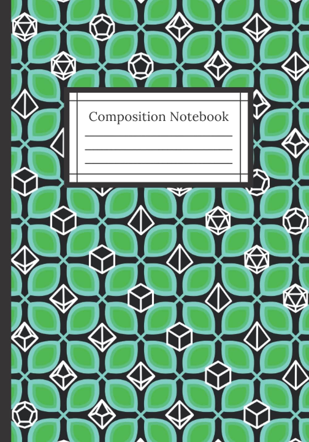 Composition Notebook: Retro Polyhedral Dice Floral | Aqua Blue - Green Retro Inspired Geometric Flower Pattern | Medium Width College Ruled Blank ... Dragons Lovers | For Home, School, or Work