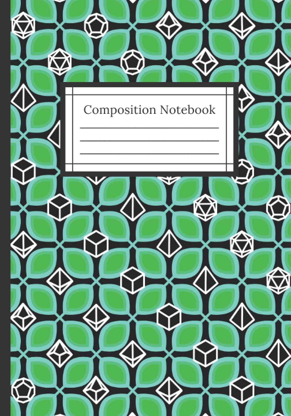Composition Notebook: Retro Polyhedral Dice Floral | Aqua Blue - Green Retro Inspired Geometric Flower Pattern | Medium Width College Ruled Blank ... Dragons Lovers | For Home, School, or Work