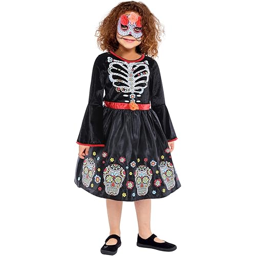 Wizland Day of The Dead Costume for Girls Sugar Skull Fancy Halloween Costume for girls
