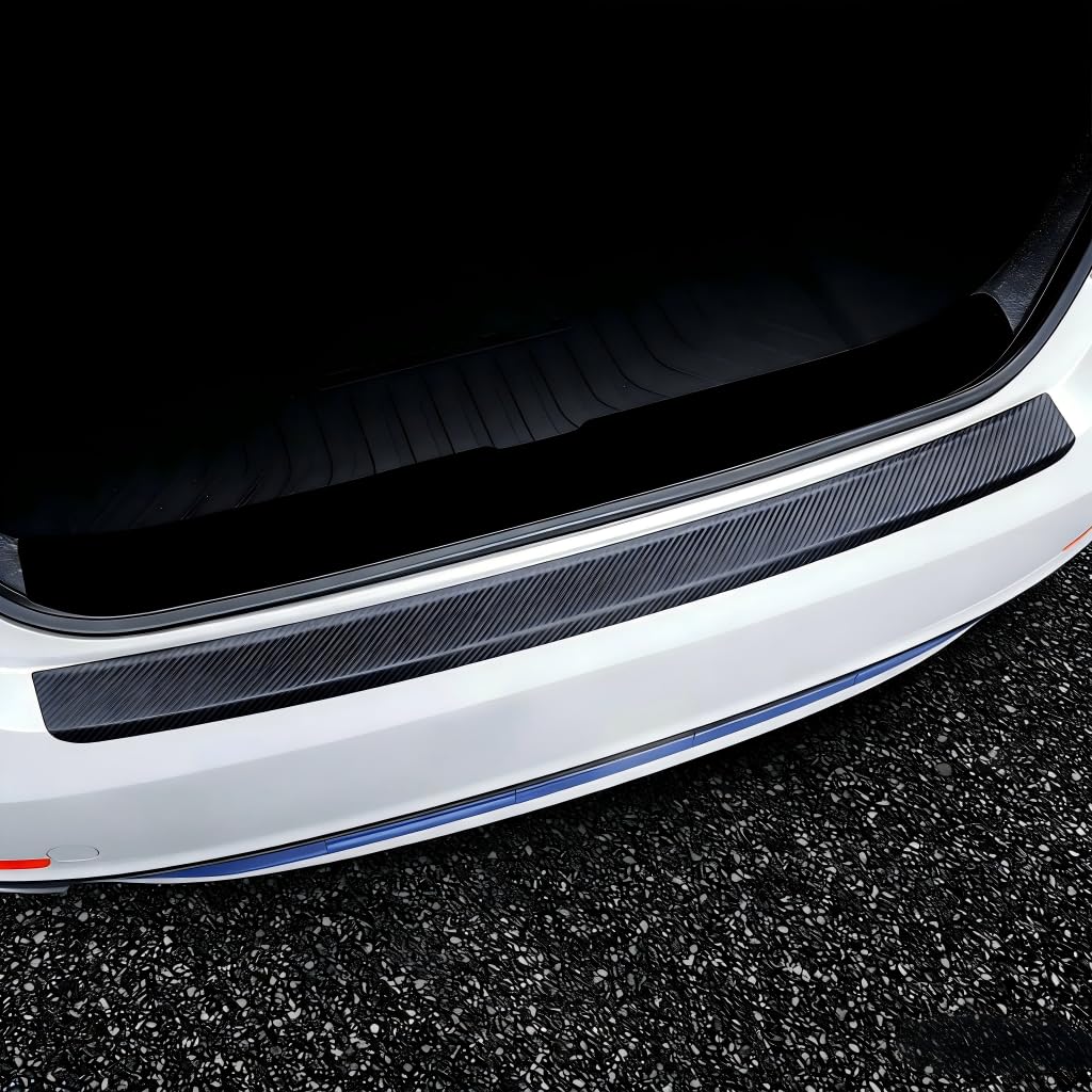 R-timer 1 Pcs Rear Bumper Protector for Fiat 500 500C Acciaio Porta, Carbon Fiber Anti Scratch Guard Plate Carbon Fiber Durable Trunk Threshold Trim Accessories